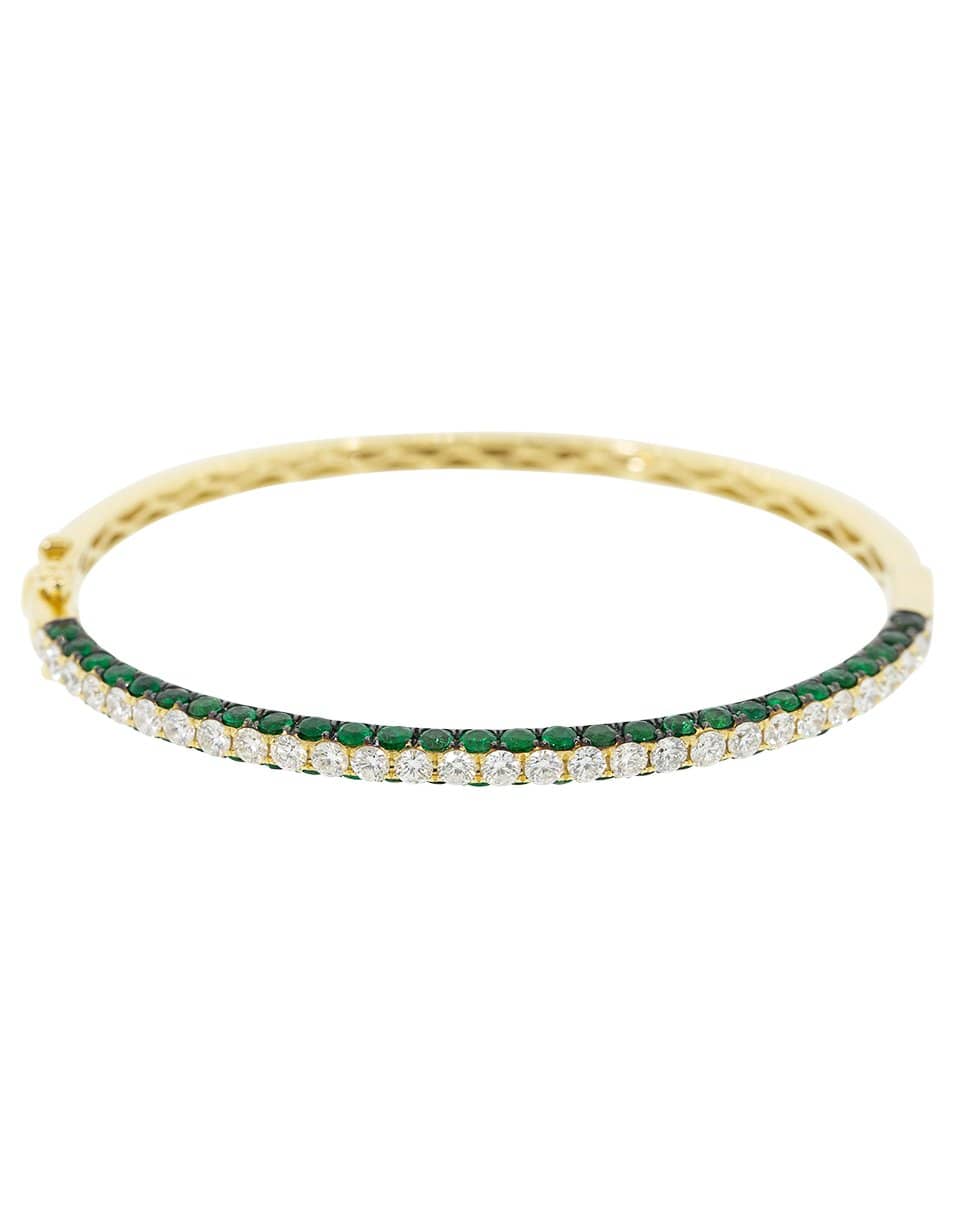 GRAZIELA-Emerald and Diamond Bangle-YELLOW GOLD