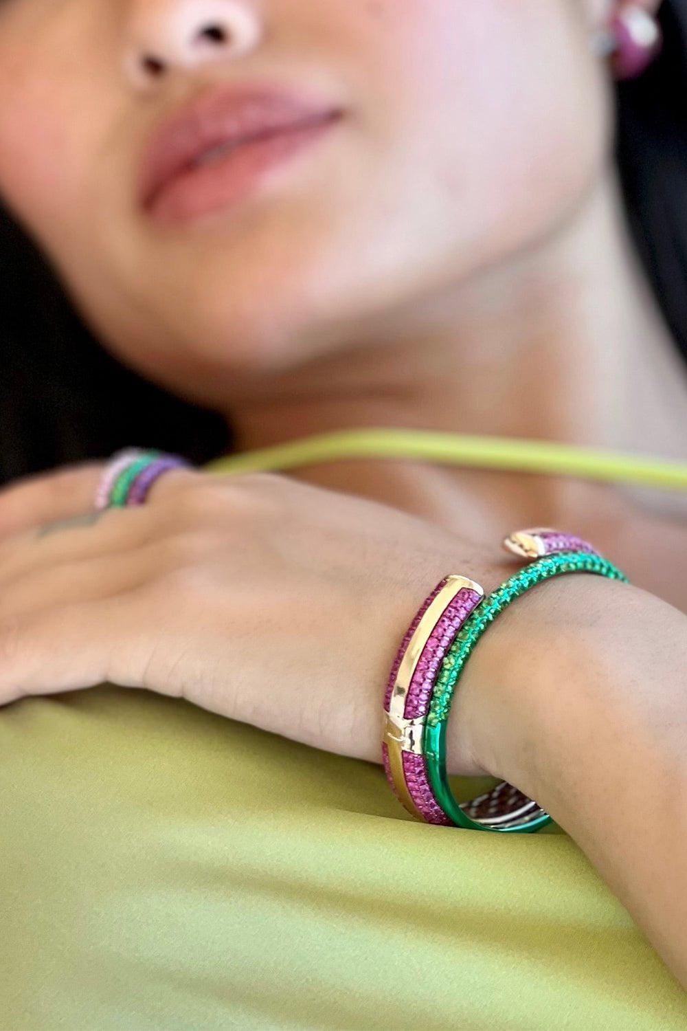 GRAZIELA-Ouro Blue Sapphire Bangle-YELLOW GOLD