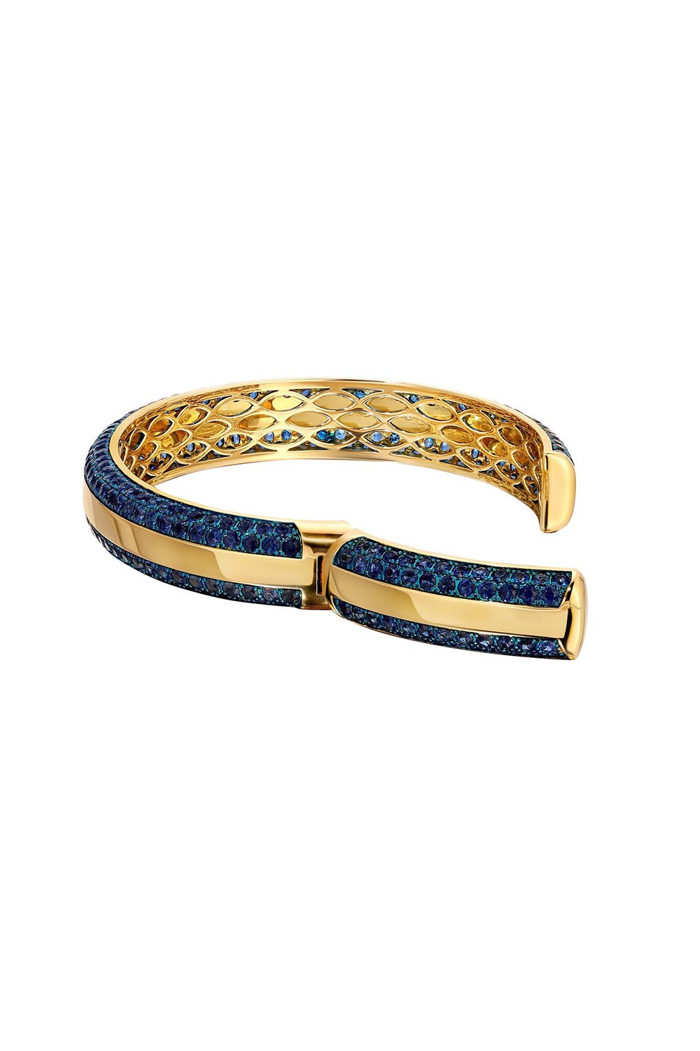 GRAZIELA-Ouro Blue Sapphire Bangle-YELLOW GOLD