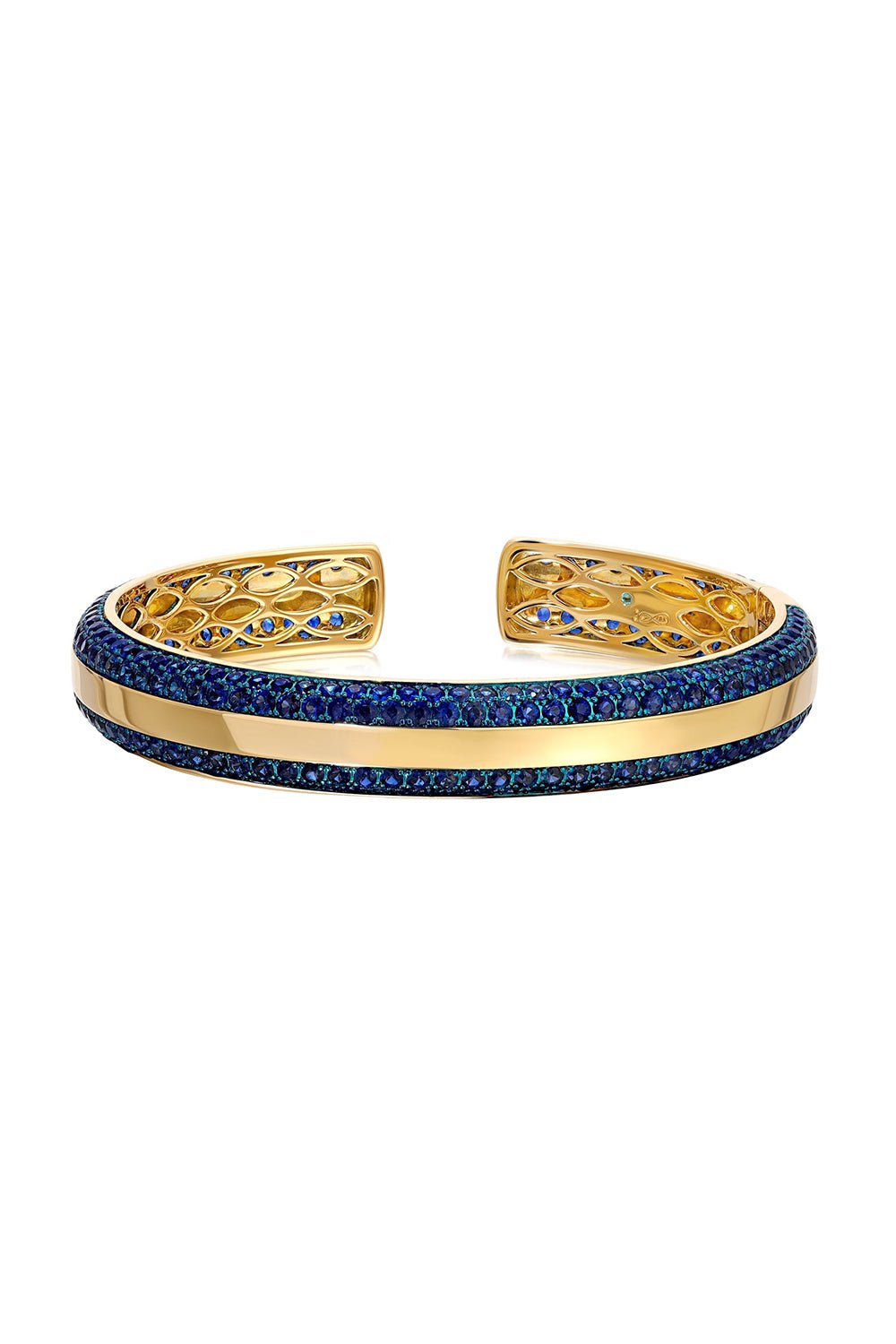 GRAZIELA-Ouro Blue Sapphire Bangle-YELLOW GOLD