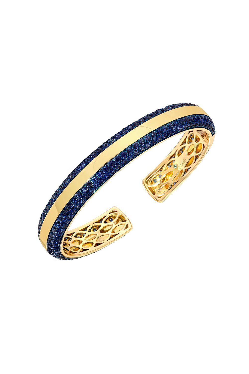 GRAZIELA-Ouro Blue Sapphire Bangle-YELLOW GOLD
