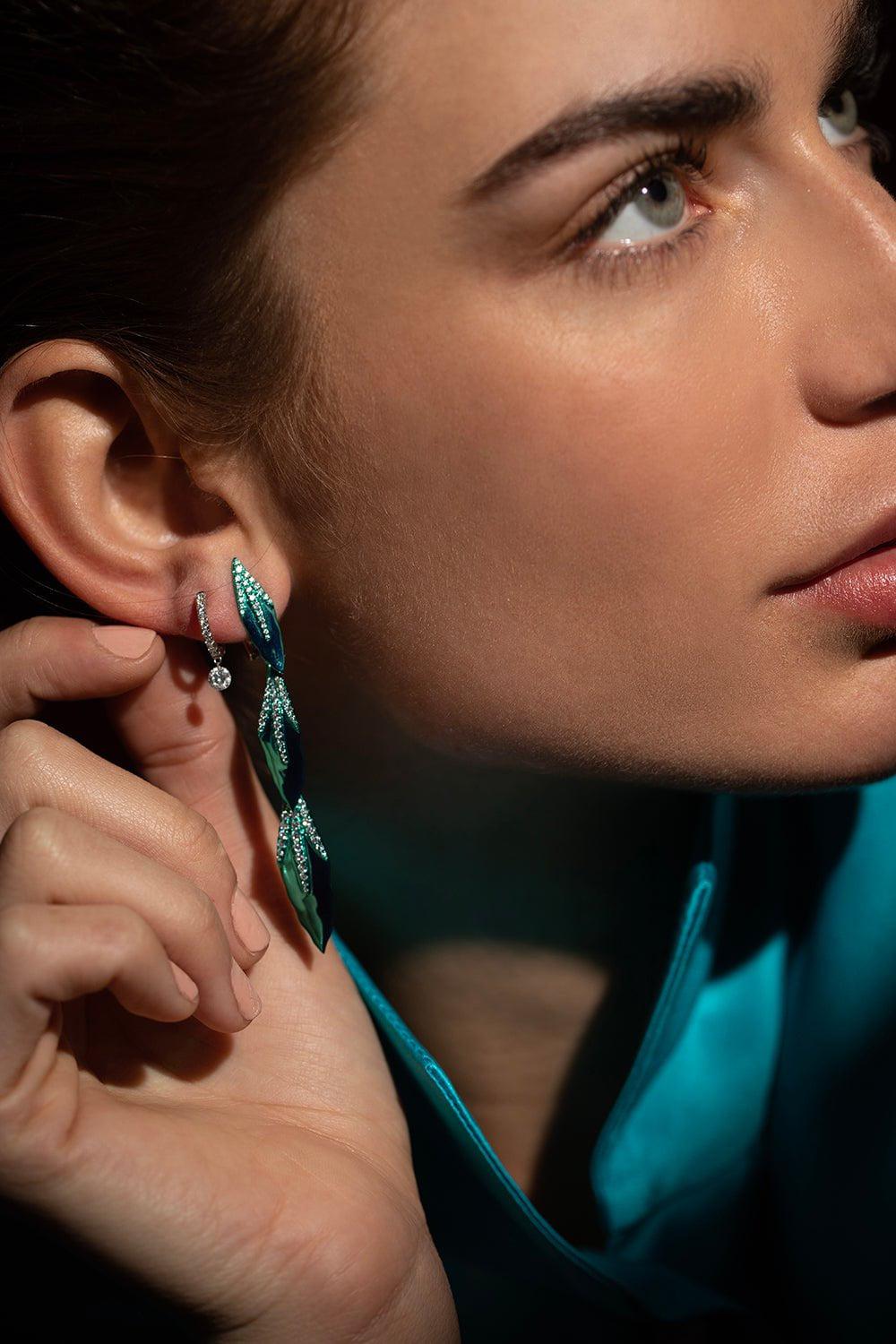 GRAZIELA-Arvore Diamond Drop Earrings-GREEN