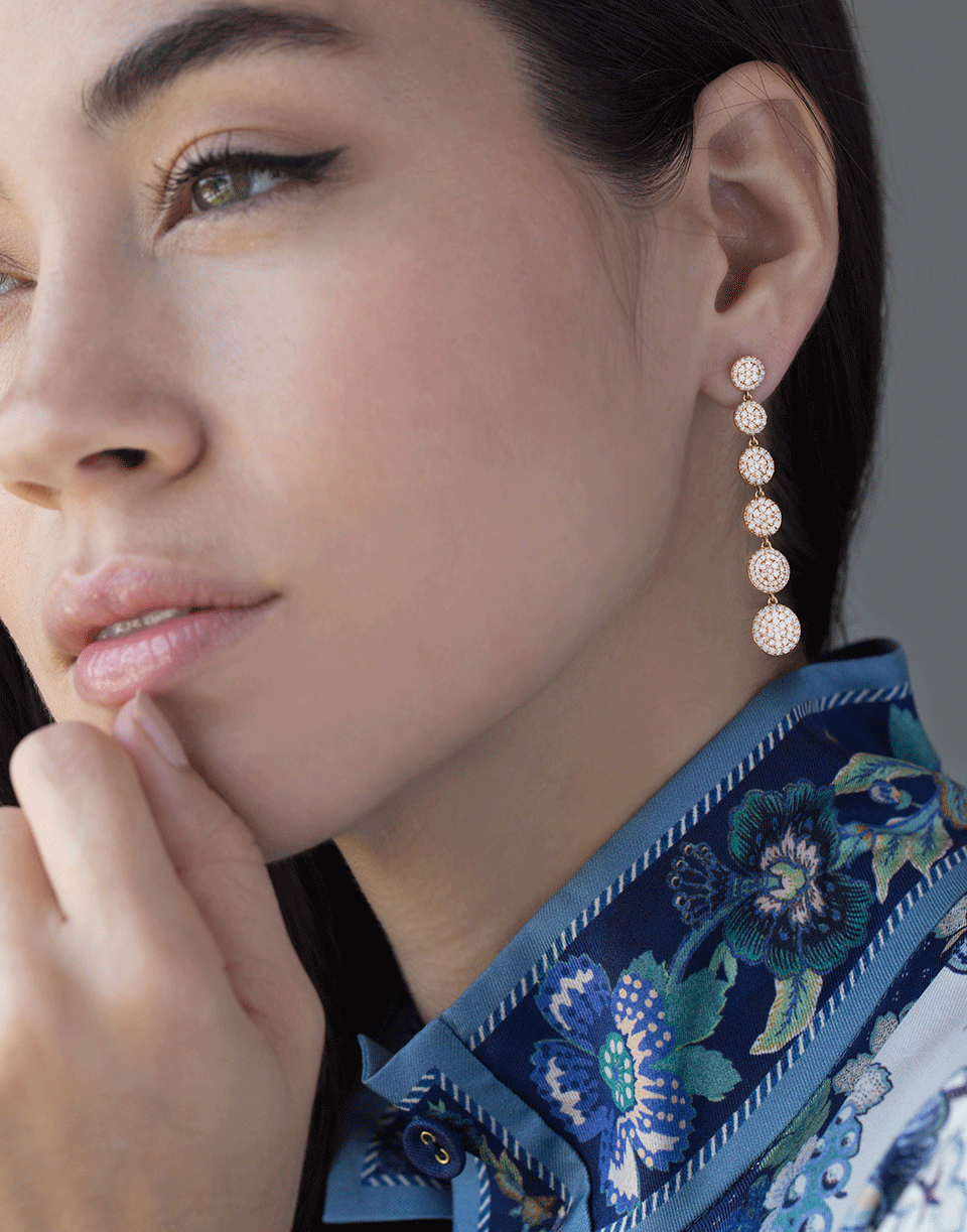 GRAZIELA-Large Diamond Cascade Earrings-ROSE GOLD