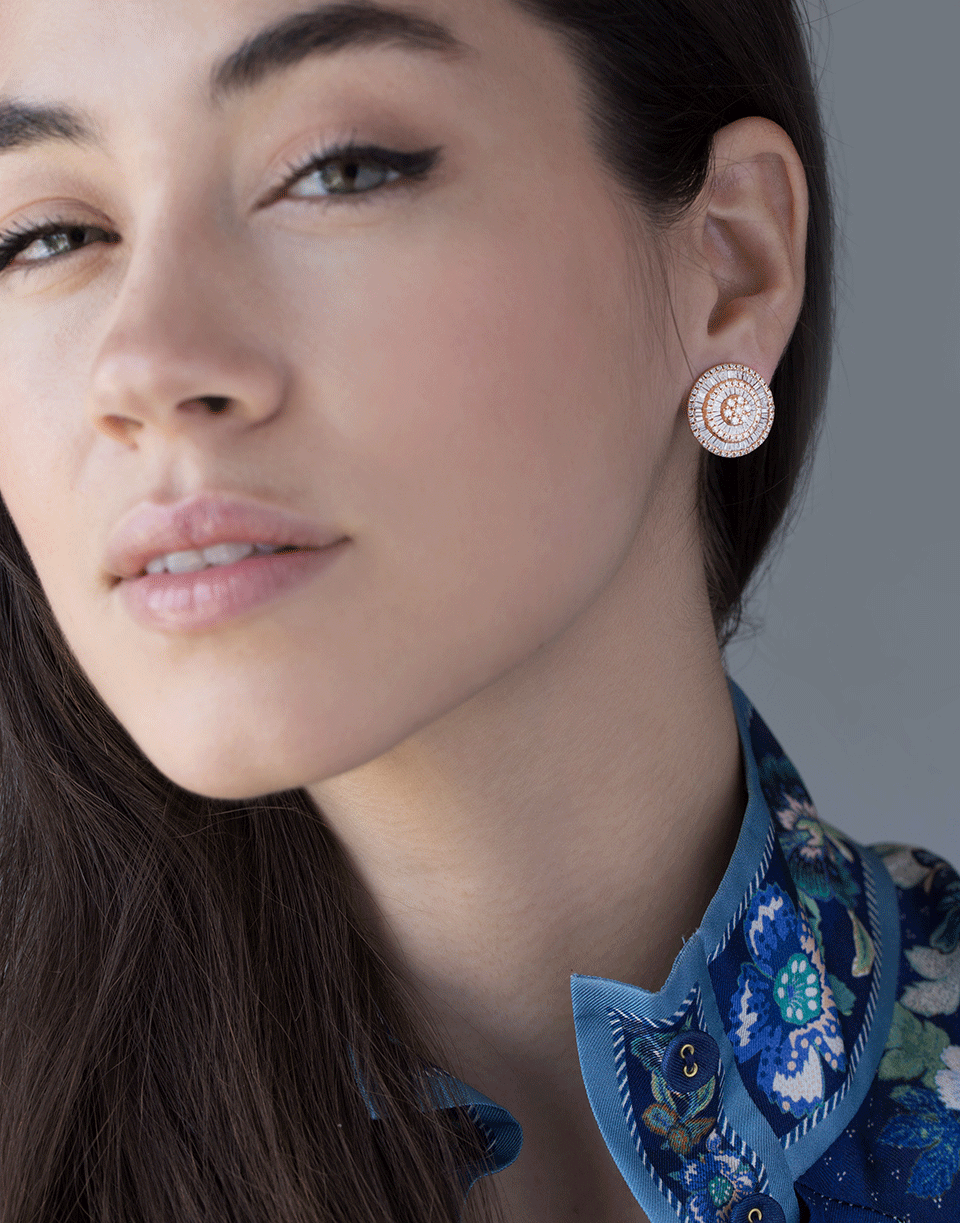 GRAZIELA-Large Diamond Pizza Earrings-ROSE GOLD