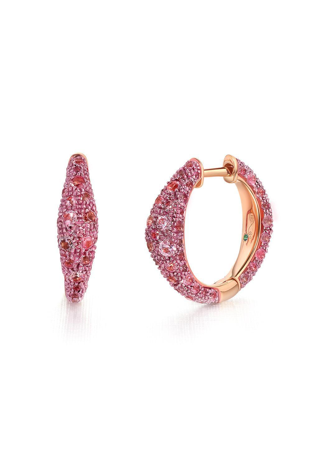 GRAZIELA-Pink Sapphire Bahia Hoop Earrings-ROSE GOLD