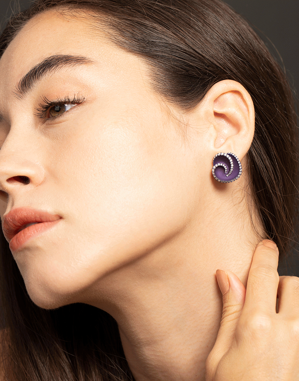 GRAZIELA-Diamond and Purple Titanium Stud Earrings-TITANIUM