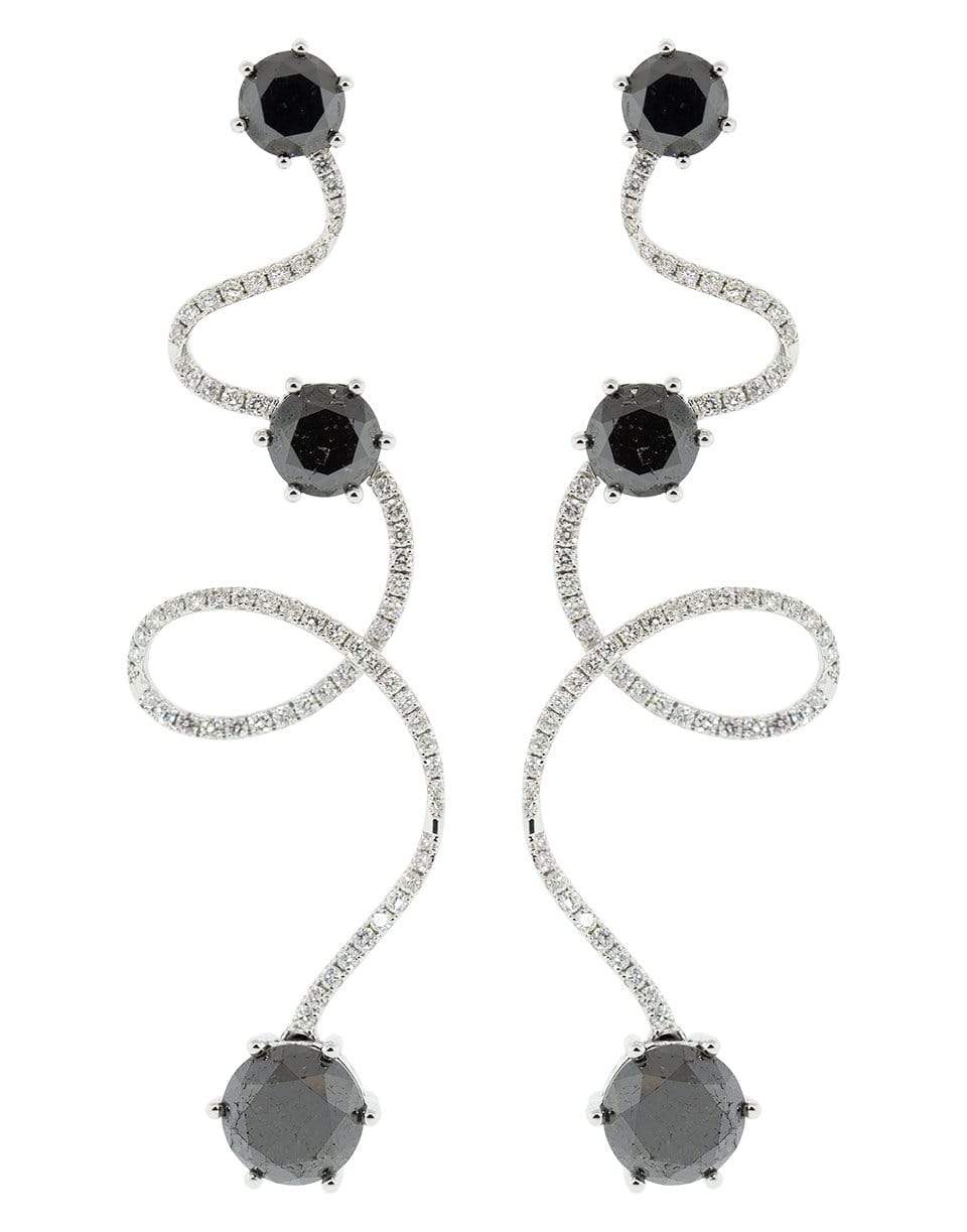 GRAZIELA-Black and White Diamond Mega Swirl Earrings-WHITE GOLD