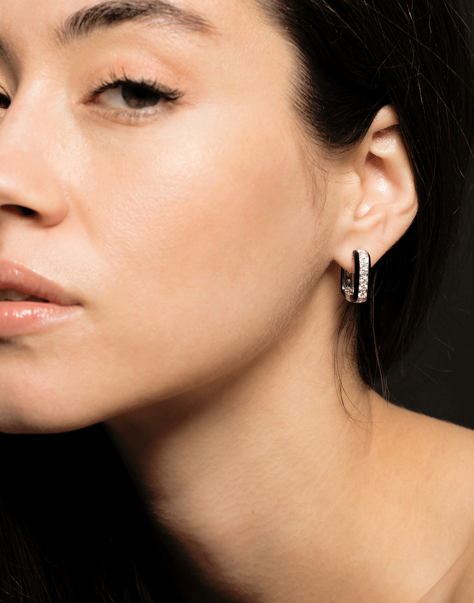 GRAZIELA-Black Enamel and Diamond Earrings-WHITE GOLD