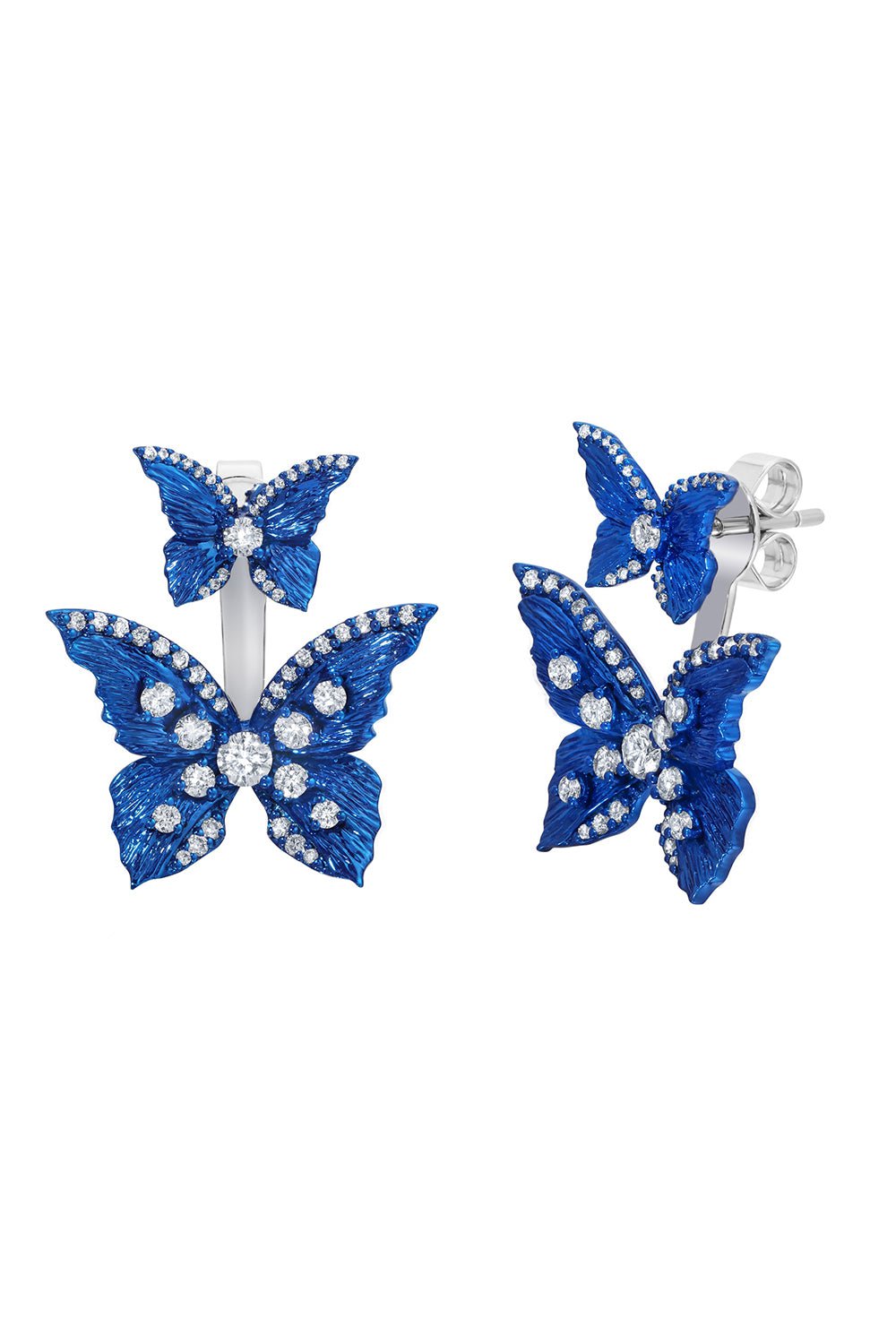 GRAZIELA-Blue Morpho Diamond Earrings-WHITE GOLD