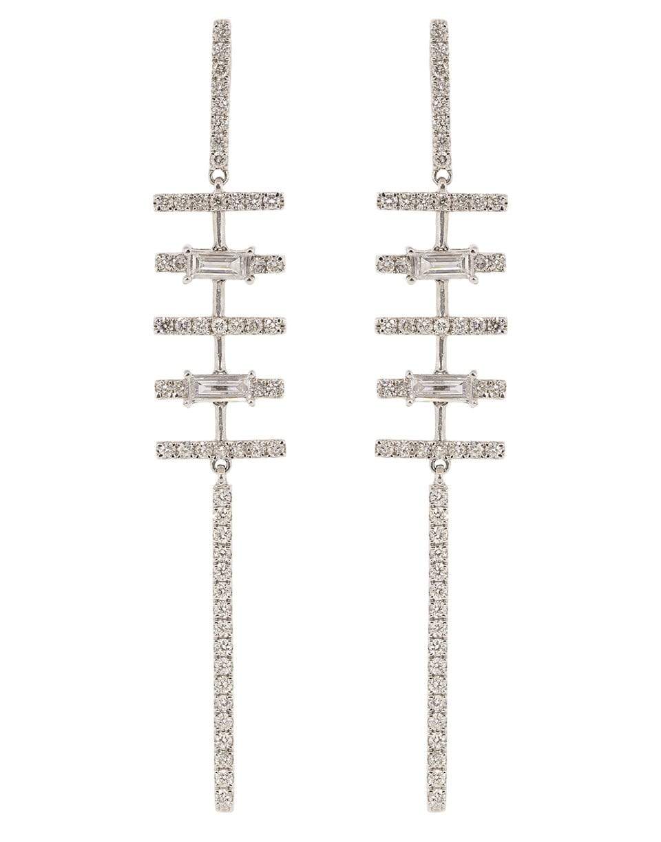 GRAZIELA-Diamond Baguette Bar Earrings-WHITE GOLD