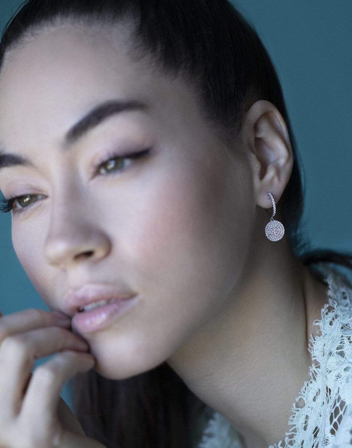 GRAZIELA-Diamond Disc Earrings-WHITE GOLD