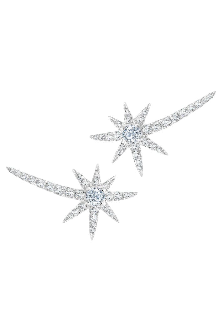 GRAZIELA-Diamond Shooting Starburst Earrings-WHITE GOLD