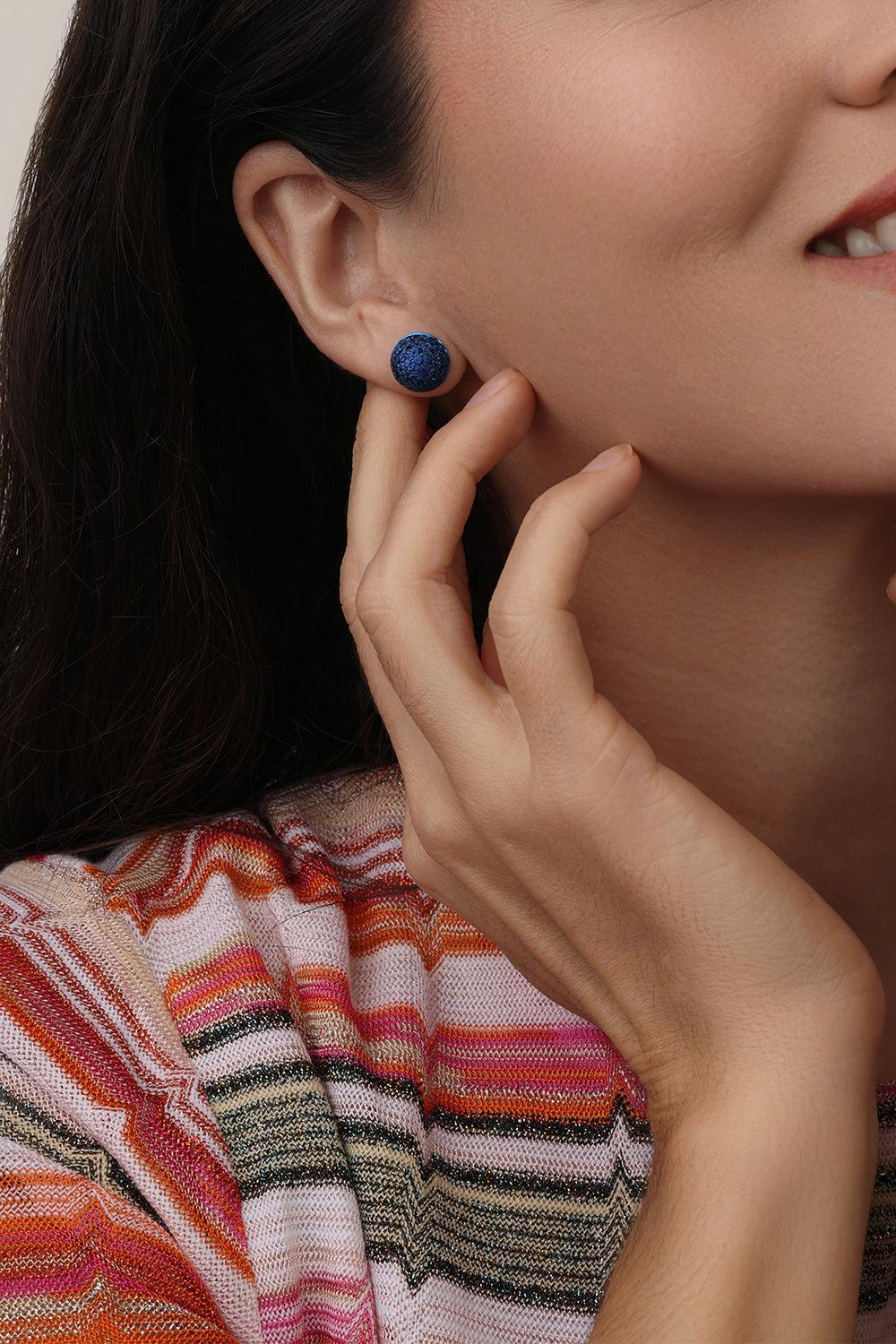 Large Blue Sapphire Bahia Stud Earrings-WHITE GOLD-JEWELRYFINE JEWELEARRING-GRAZIELA