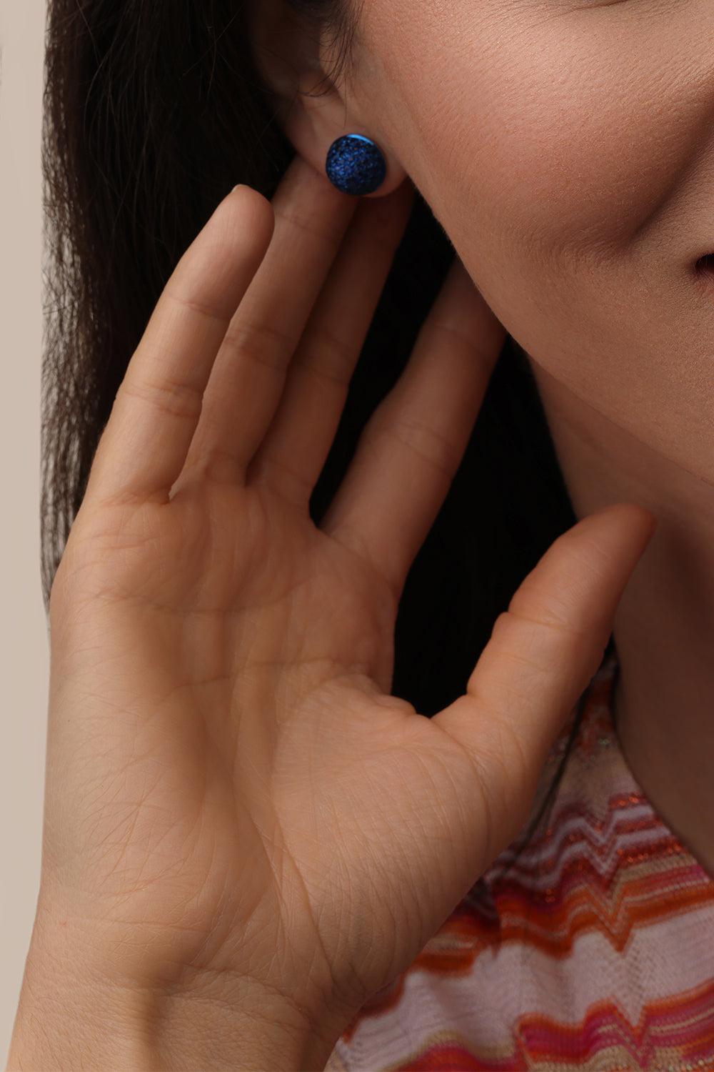 Large Blue Sapphire Bahia Stud Earrings-WHITE GOLD-JEWELRYFINE JEWELEARRING-GRAZIELA