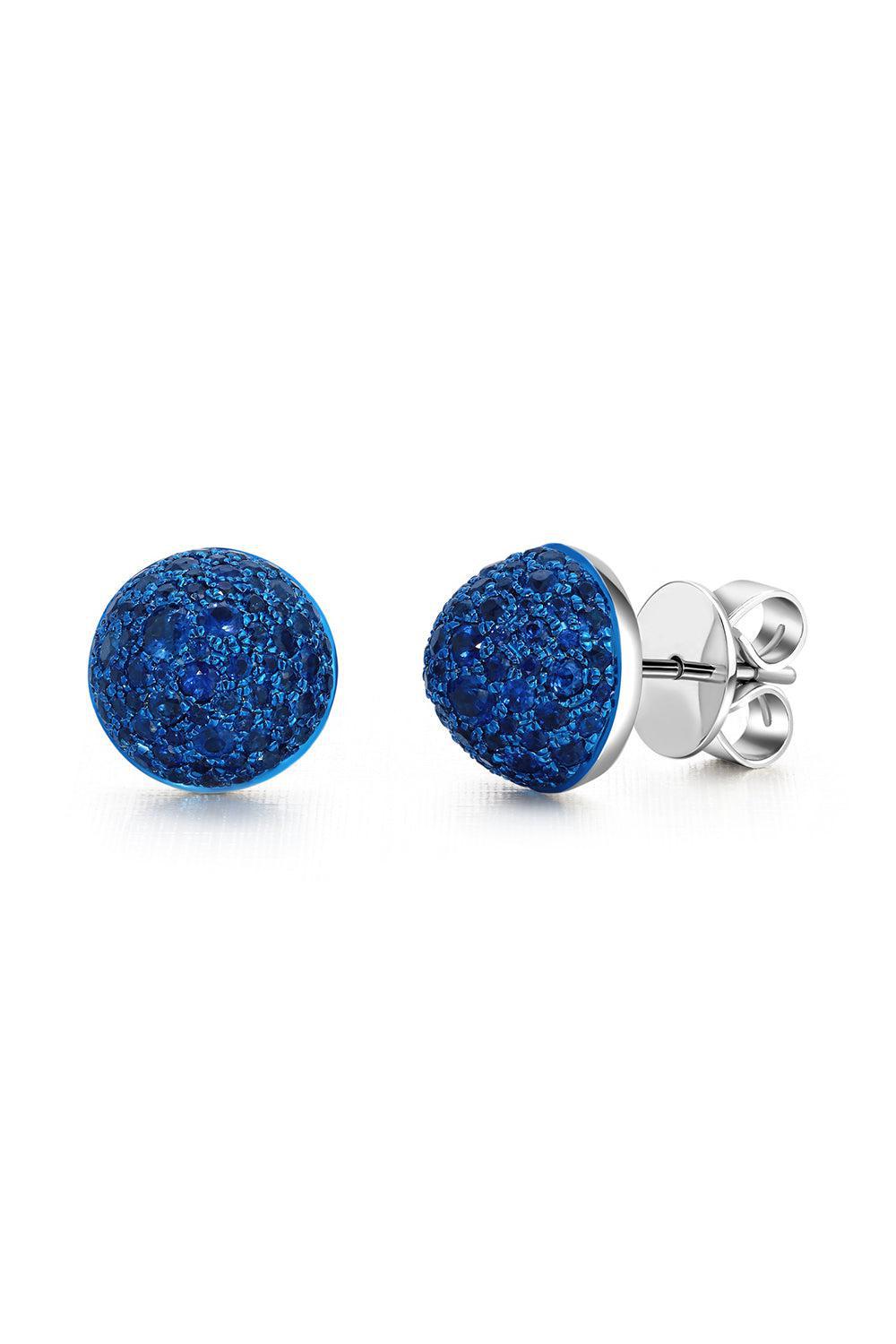 GRAZIELA-Large Blue Sapphire Bahia Stud Earrings-WHITE GOLD