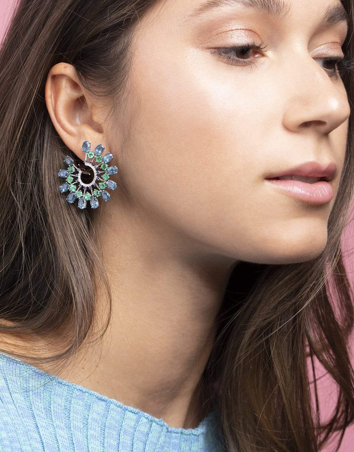 GRAZIELA-Midnight Aquamarine Earrings-WHITE GOLD