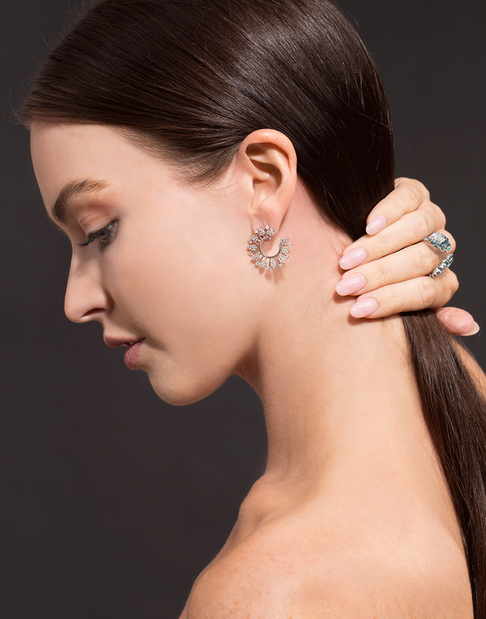 GRAZIELA-Natural Diamond Hoop Earrings-WHITE GOLD