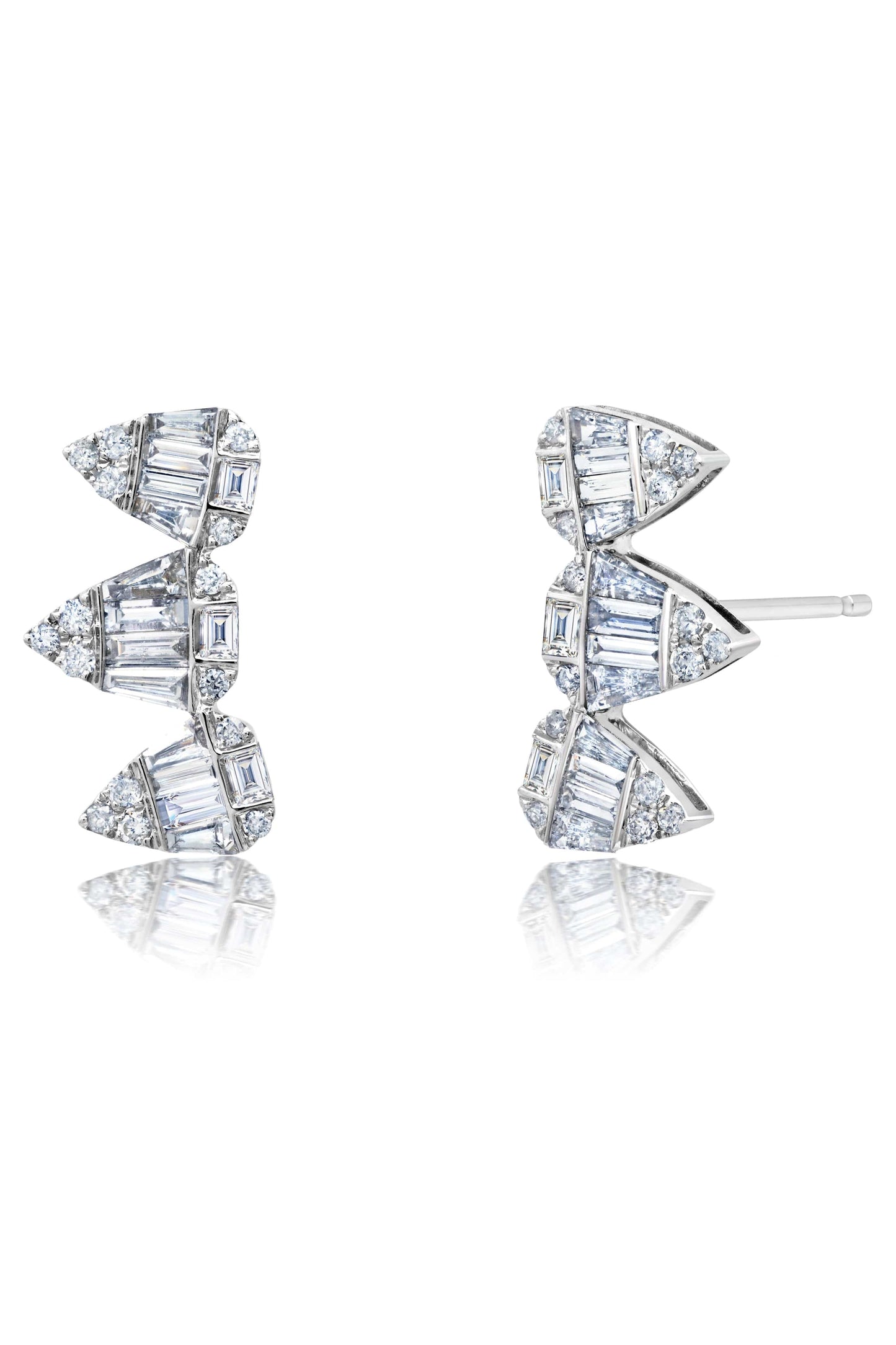 GRAZIELA-Pluma Pear Shape Ear Climbers-WHITE GOLD