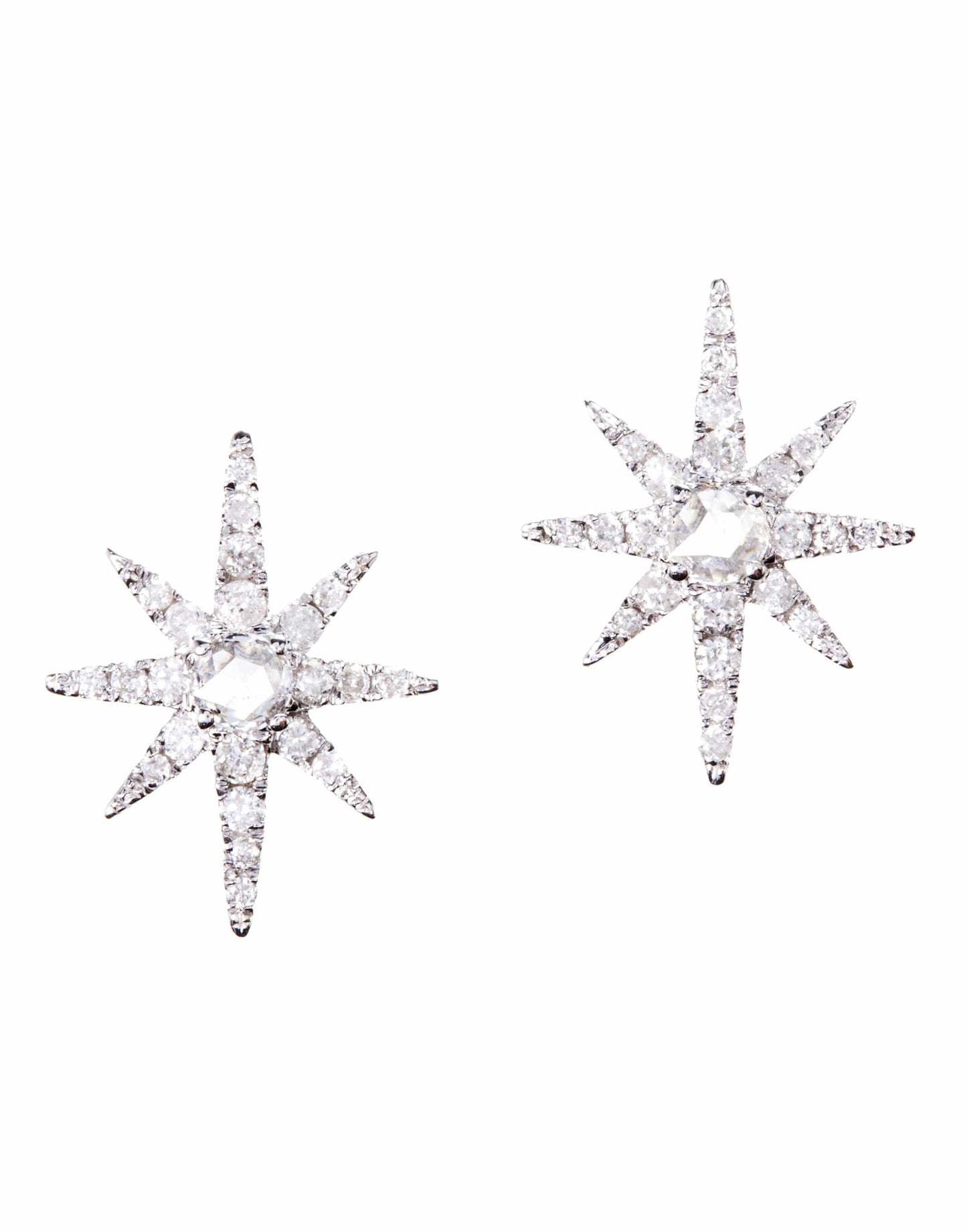 GRAZIELA-Starburst Stud Earrings-WHITE GOLD