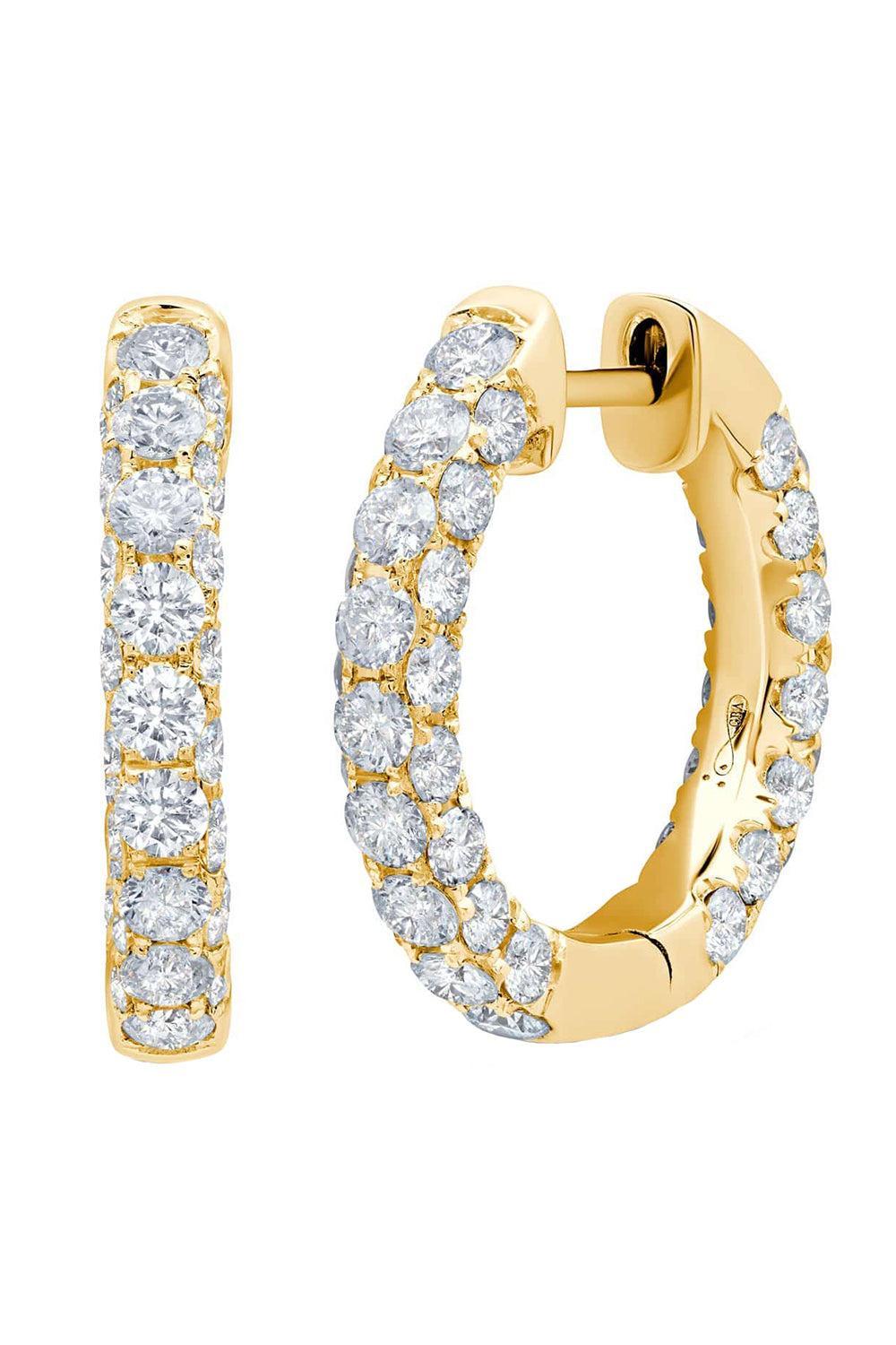 Diamond 3 Sided Hoops-YELLOW GOLD-JEWELRYFINE JEWELEARRING-GRAZIELA