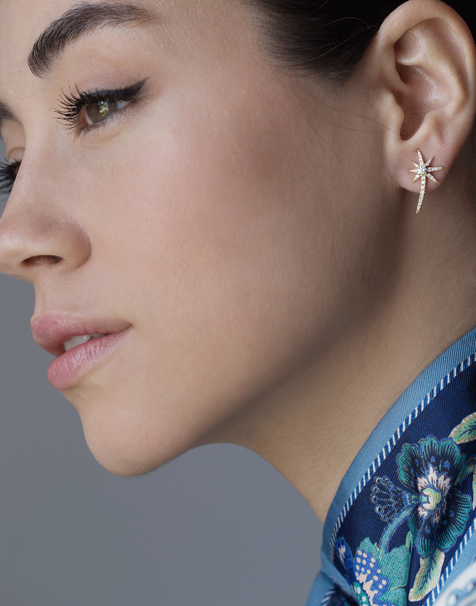 GRAZIELA-Diamond Shooting Sunburst Earrings-YELLOW GOLD