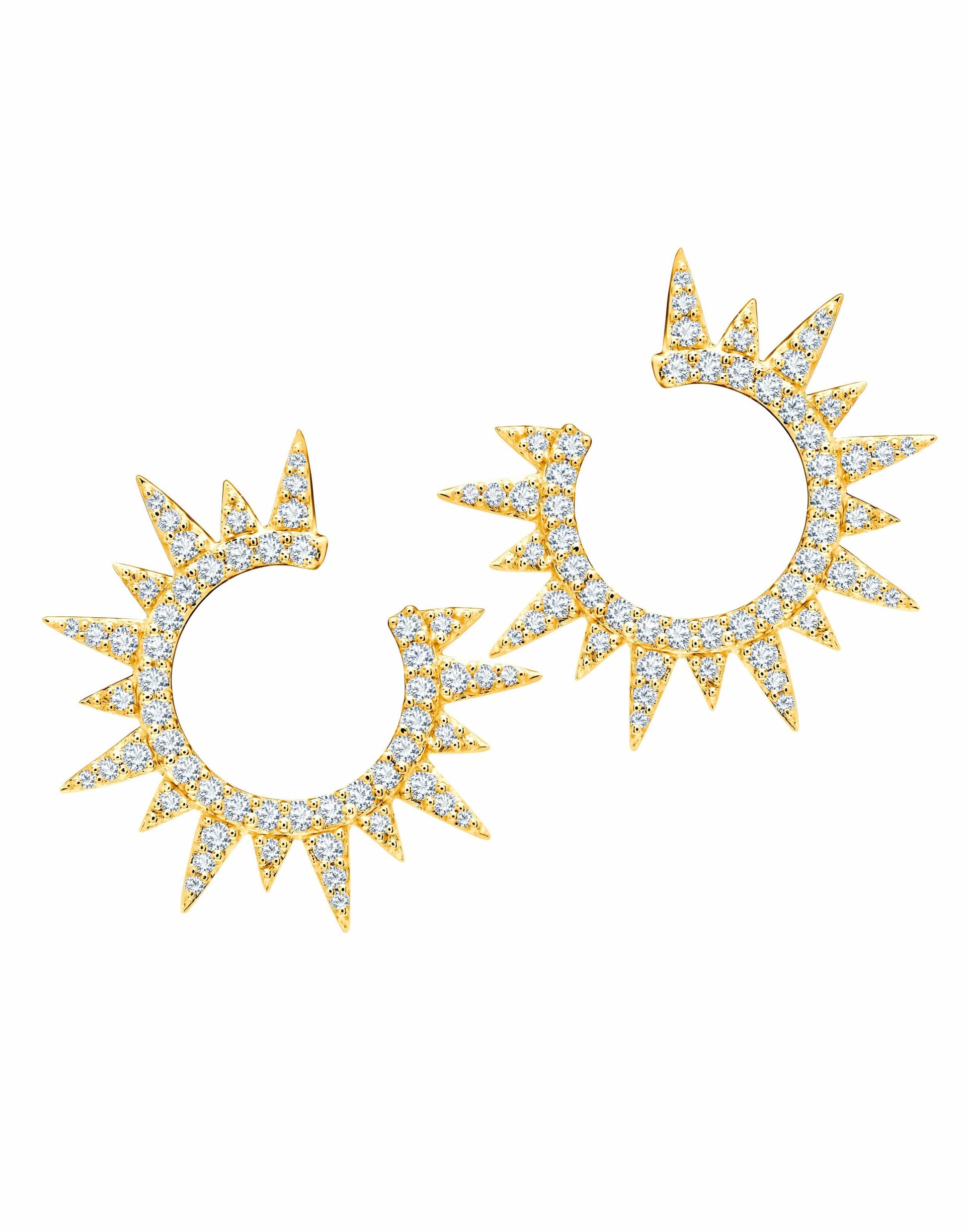 GRAZIELA-Diamond Starburst Earrings-YELLOW GOLD