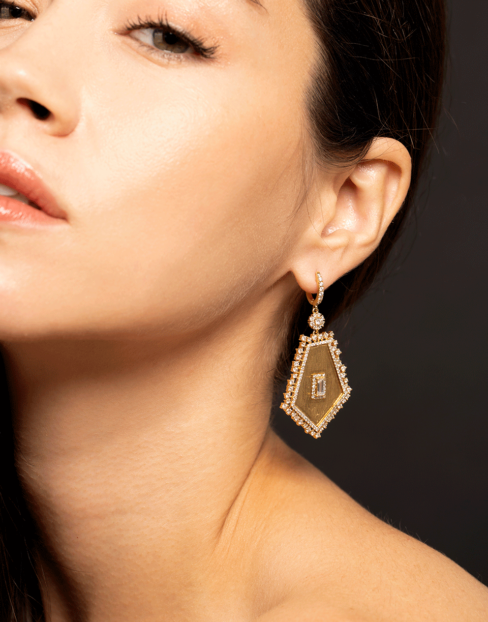 GRAZIELA-Large Pentagon Slice Earrings-YELLOW GOLD