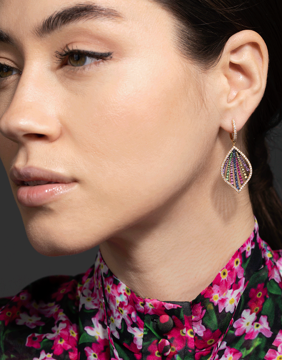 GRAZIELA-Rainbow Tribal Earrings-YELLOW GOLD