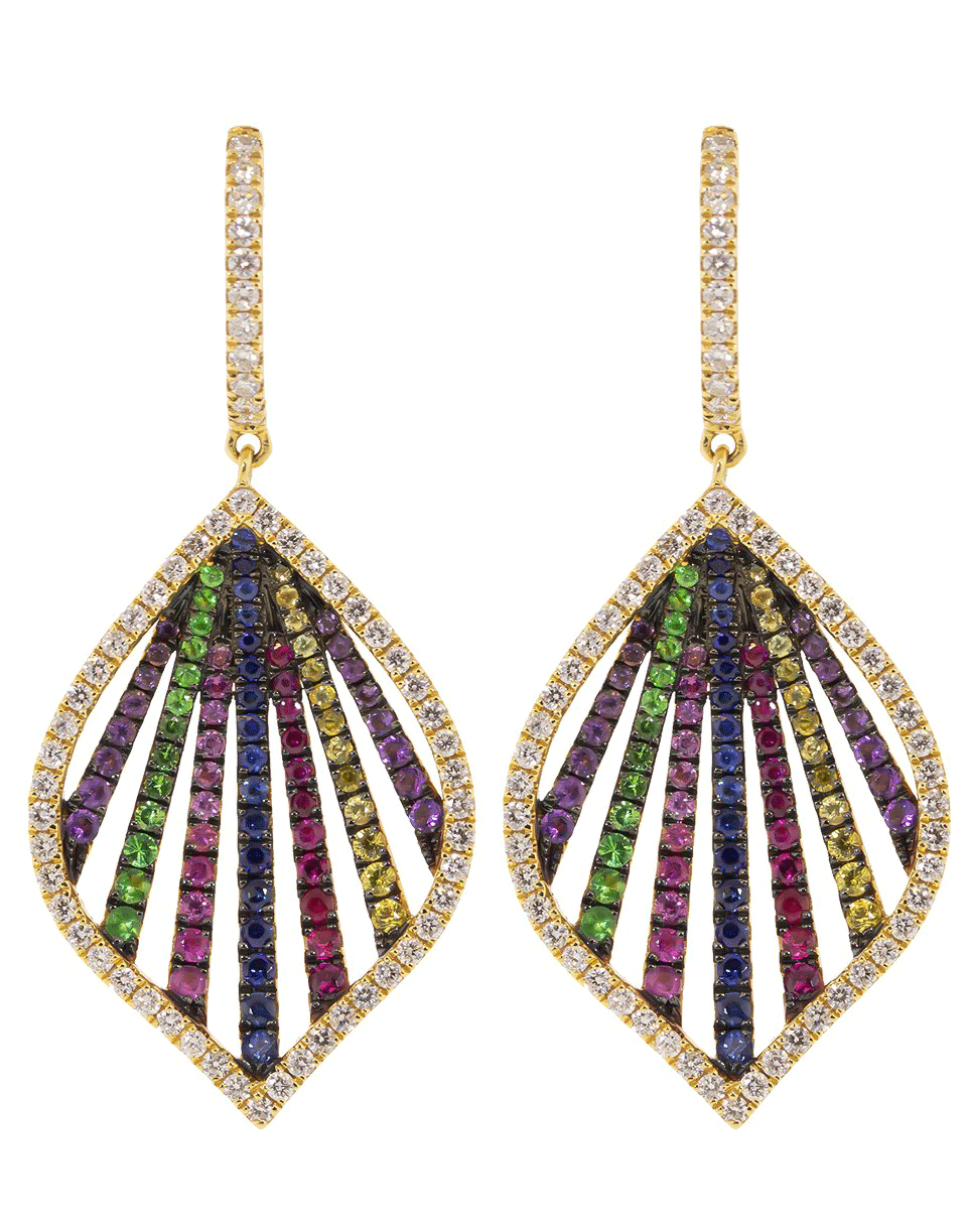 GRAZIELA-Rainbow Tribal Earrings-YELLOW GOLD