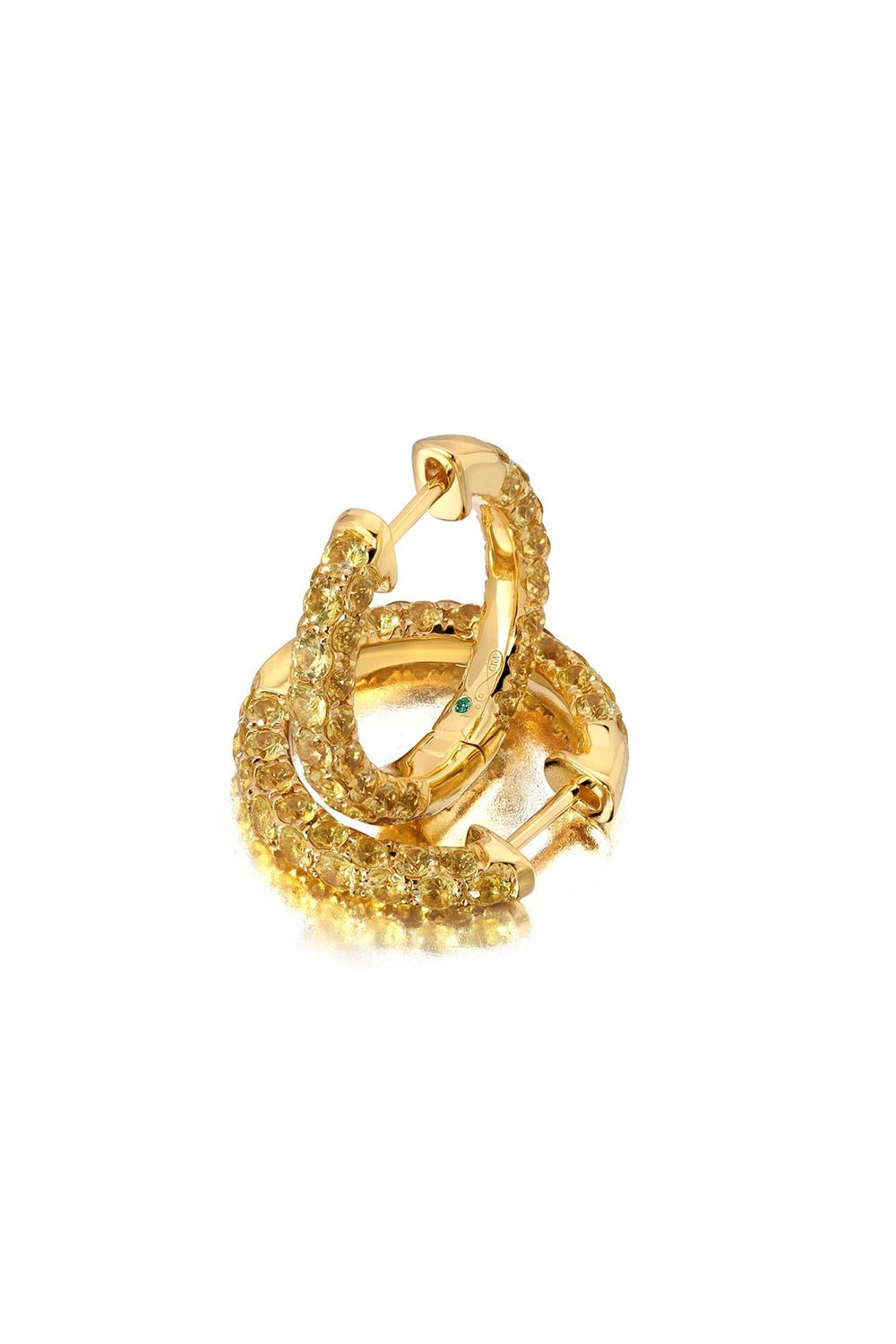GRAZIELA-Yellow Sapphire 3 Sided Hoop Earrings-YELLOW GOLD