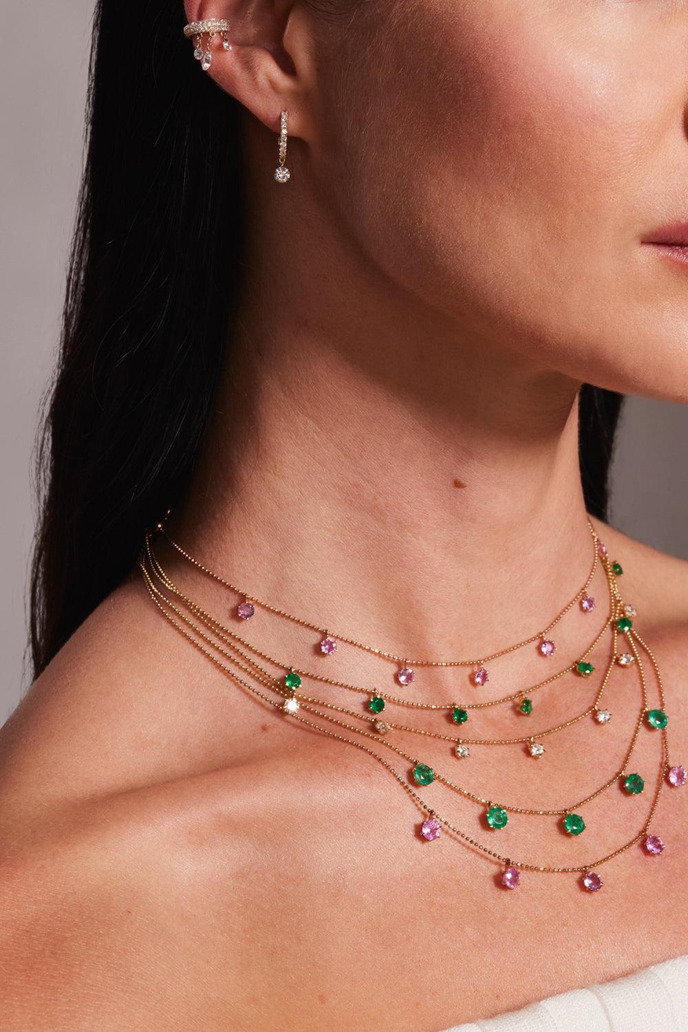 GRAZIELA-Pink Sapphire Floating Necklace-ROSE GOLD