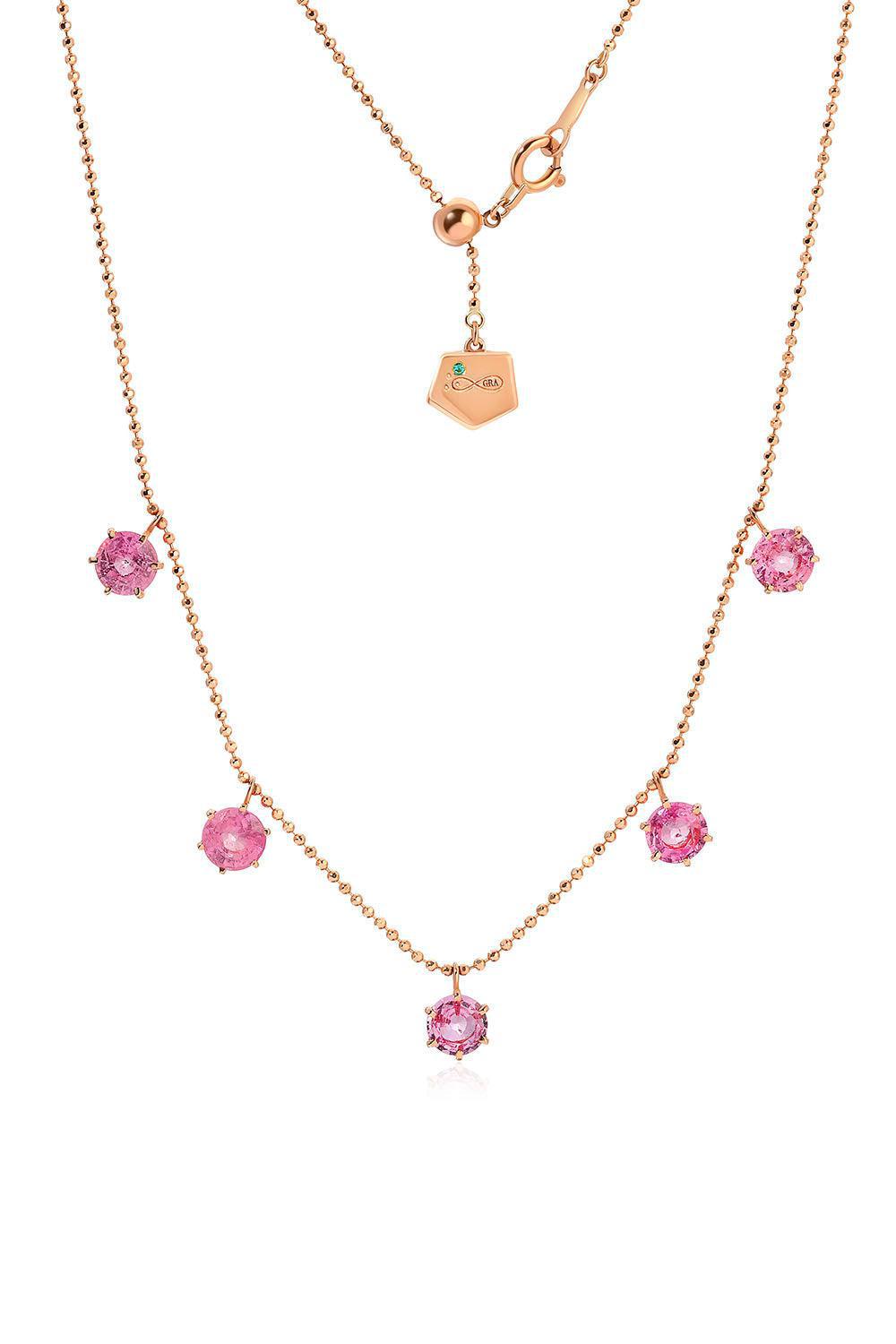 GRAZIELA-Pink Sapphire Floating Necklace-ROSE GOLD
