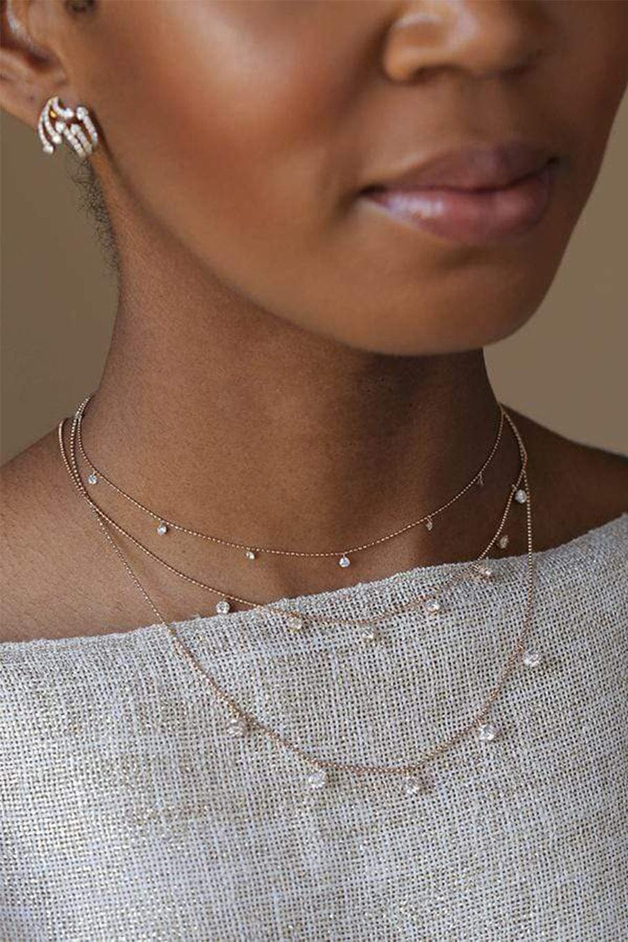 GRAZIELA-Rose Gold Medium Floating Diamond Necklace-ROSE GOLD
