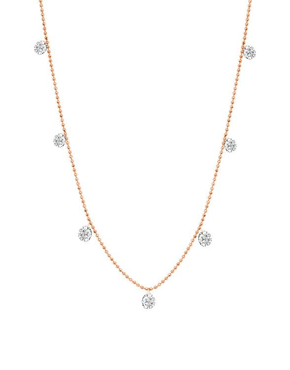 GRAZIELA-Rose Gold Medium Floating Diamond Necklace-ROSE GOLD