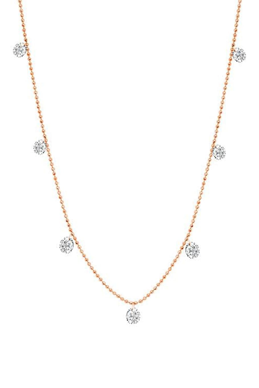 GRAZIELA-Rose Gold Medium Floating Diamond Necklace-ROSE GOLD