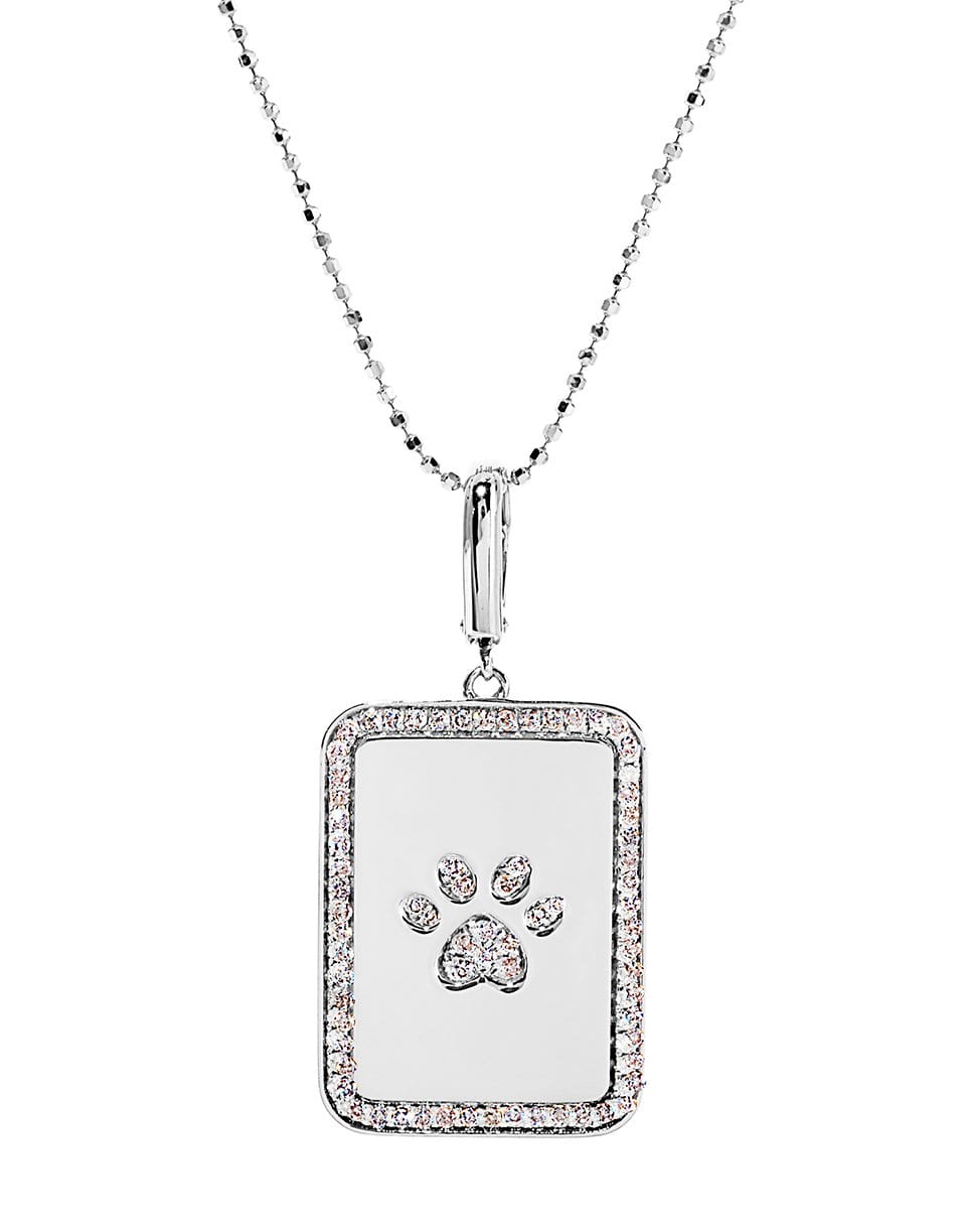 GRAZIELA-Diamond Dog Paw Pendant Necklace-WHITE GOLD