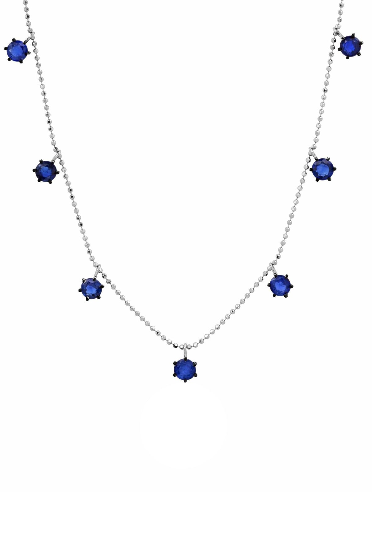  GRAZIELA-Floating Blue Sapphire Necklace-WHITE GOLD 