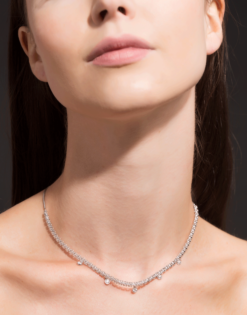 GRAZIELA-Floating Diamond Choker Necklace-WHITE GOLD
