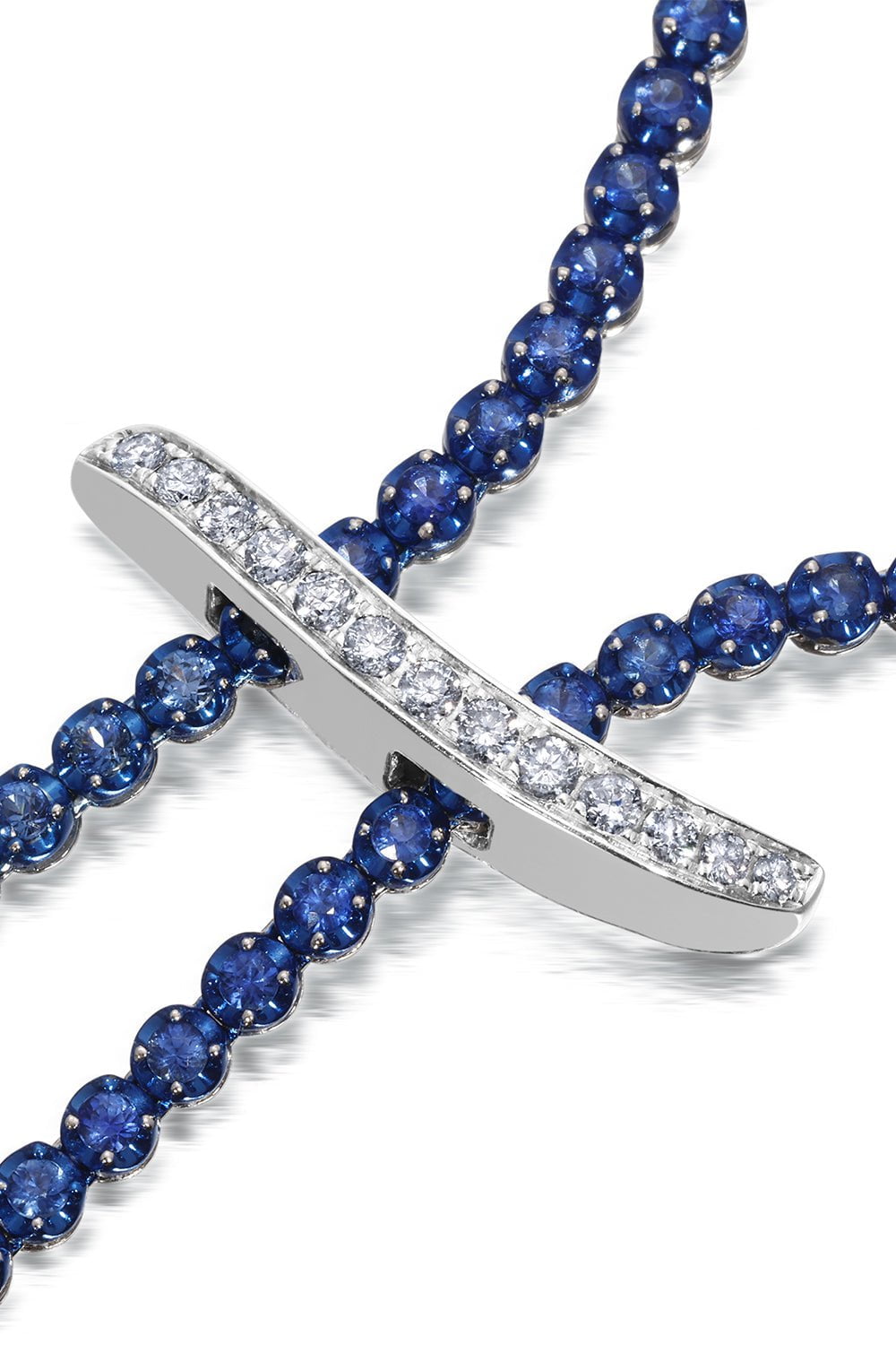 GRAZIELA-Mega Swirl Ombre Sapphire Slide Lariat Necklace-WHITE GOLD