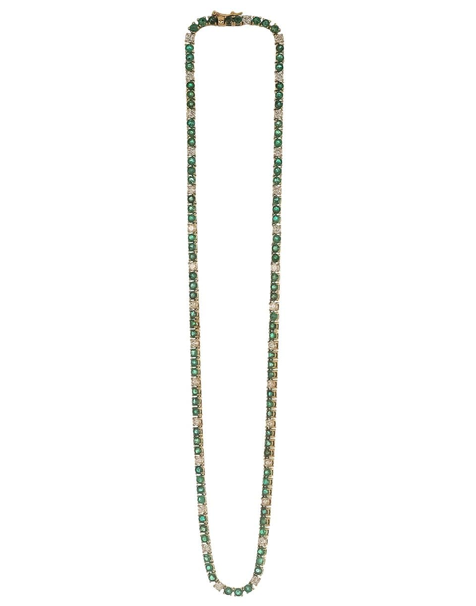 GRAZIELA-Emerald and Diamond Tennis Necklace-YELLOW GOLD
