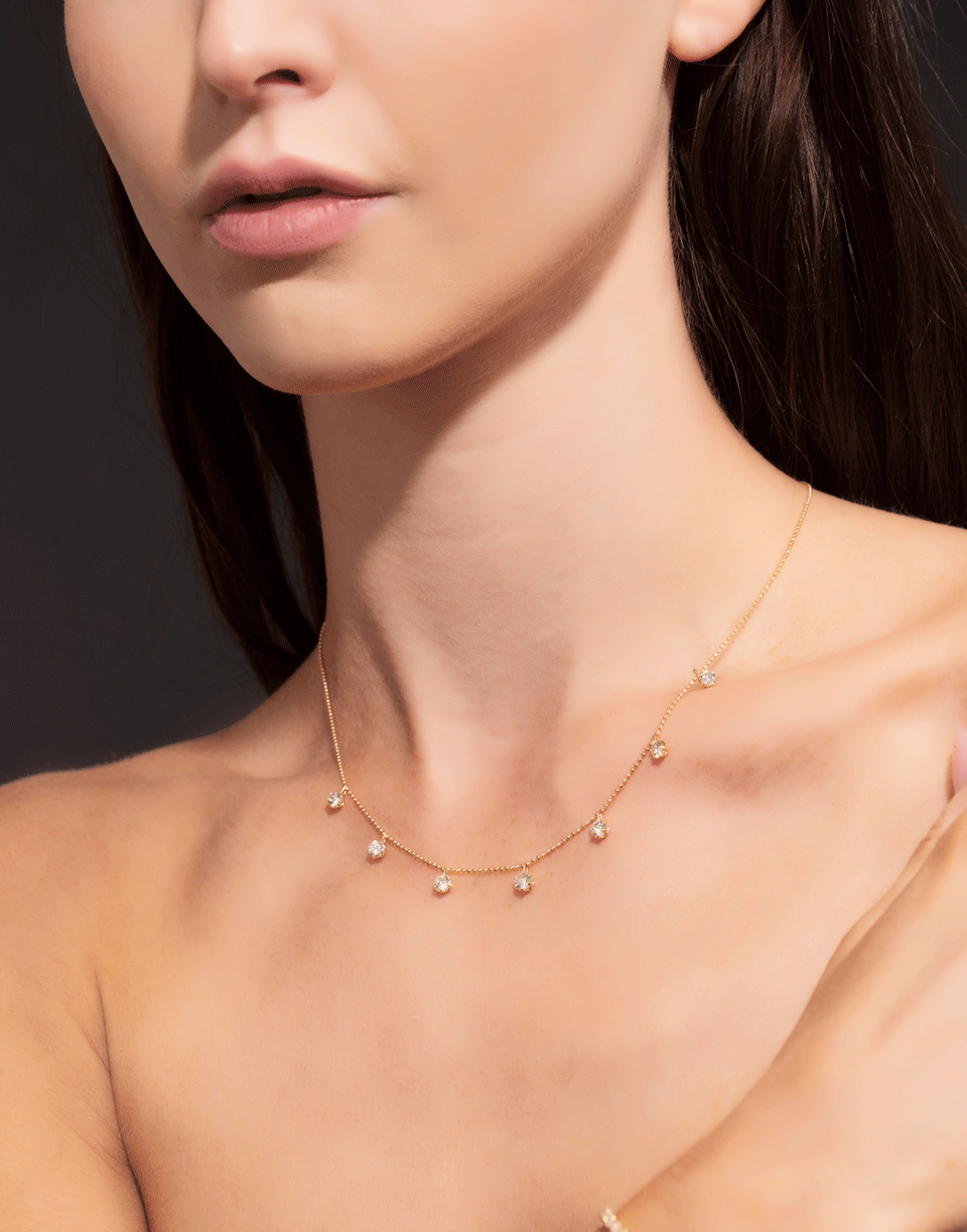 GRAZIELA-Medium Floating Diamond Necklace - Yellow Gold-YELLOW GOLD