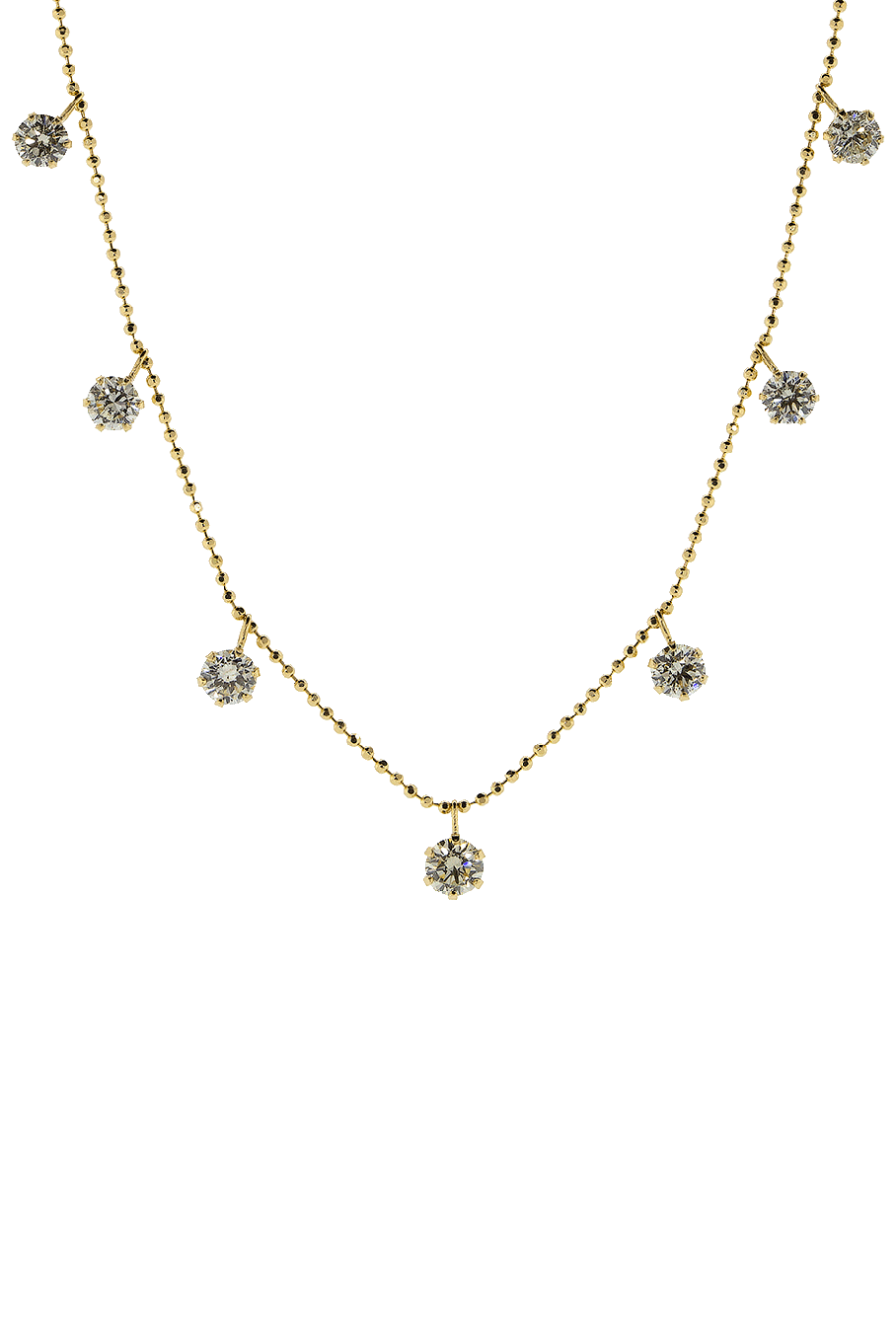 GRAZIELA-Yellow Gold Medium Floating Diamond Necklace-YELLOW GOLD