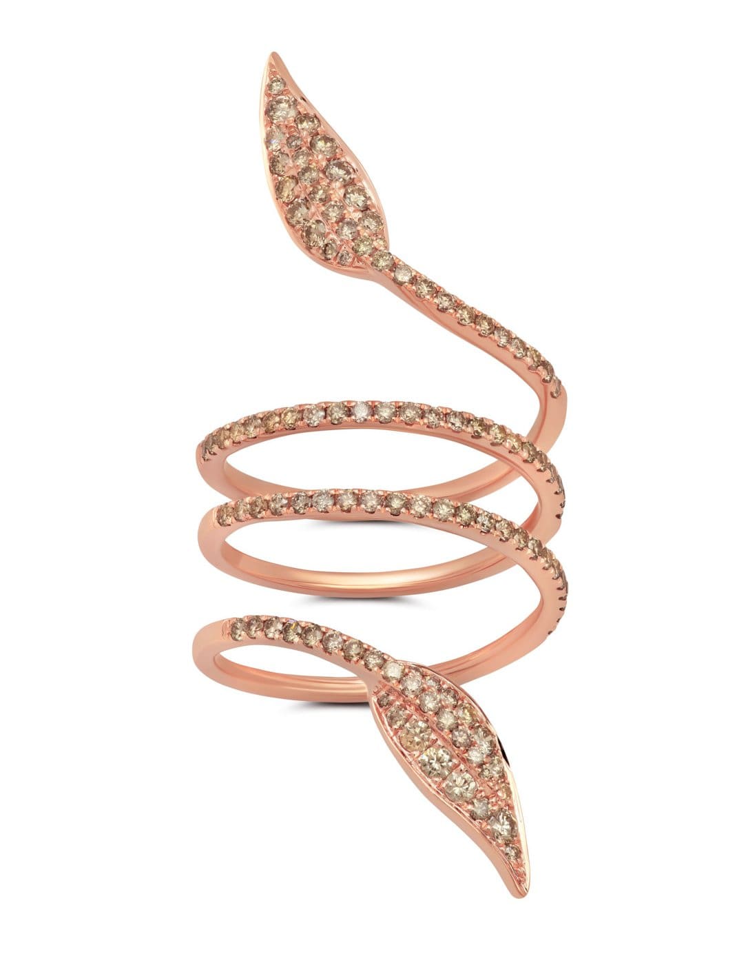 GRAZIELA-Champagne Diamond Folha Coil Ring-ROSE GOLD