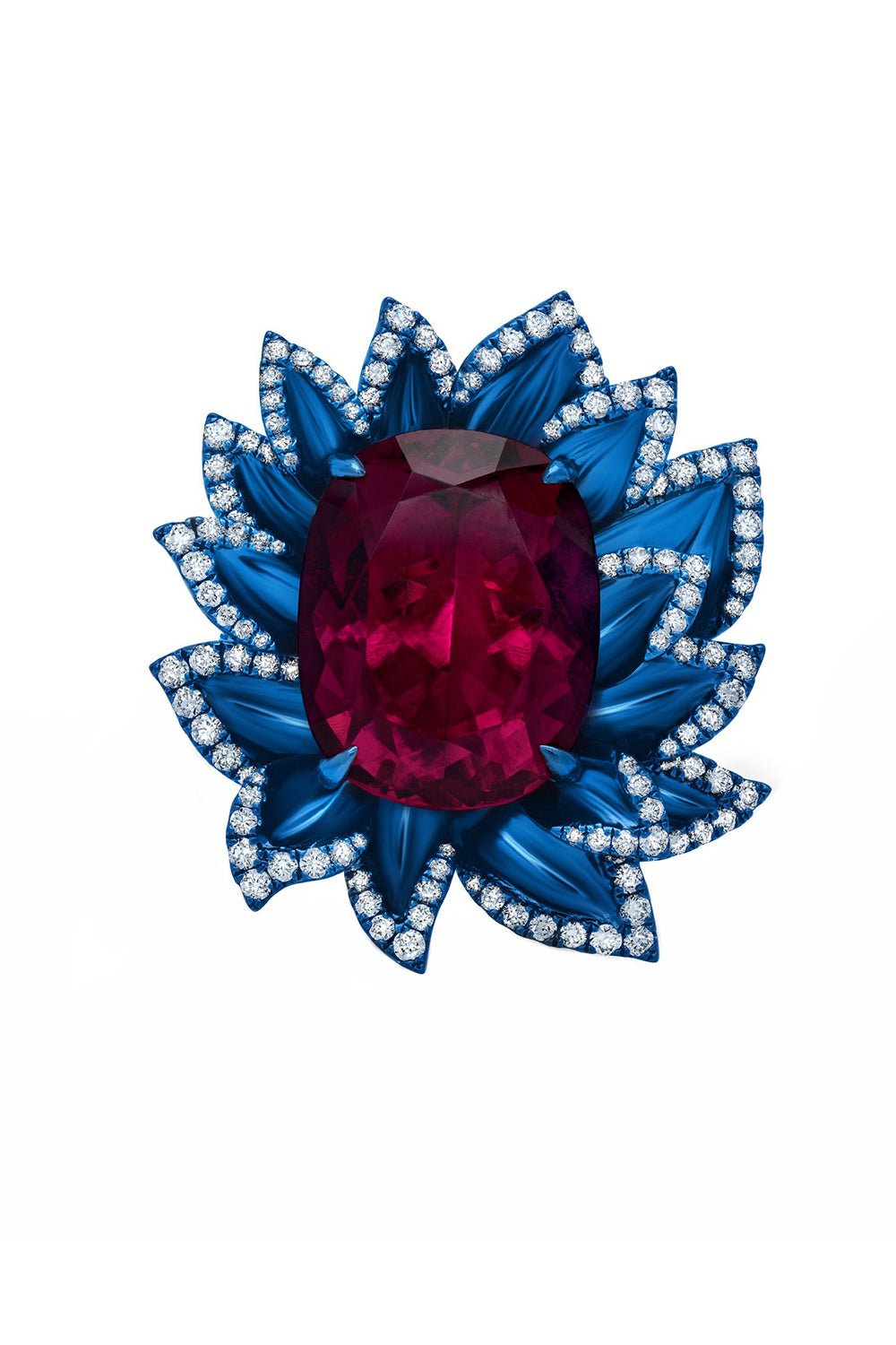 GRAZIELA-Rubellite Diamond Lily Ring-ROSE GOLD