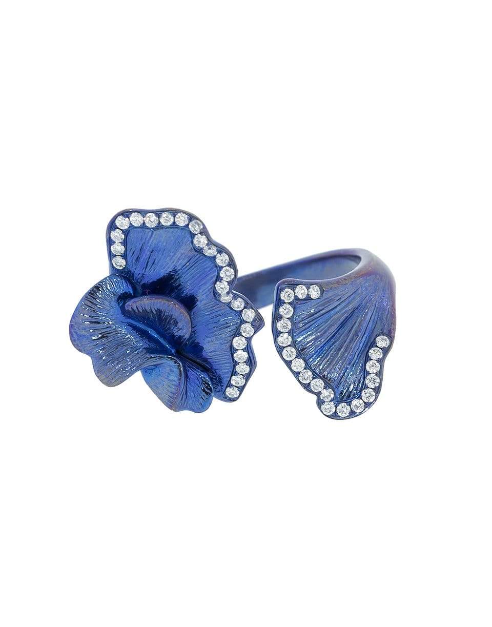 GRAZIELA-Blue Titanium Flower Ring-TITANIUM