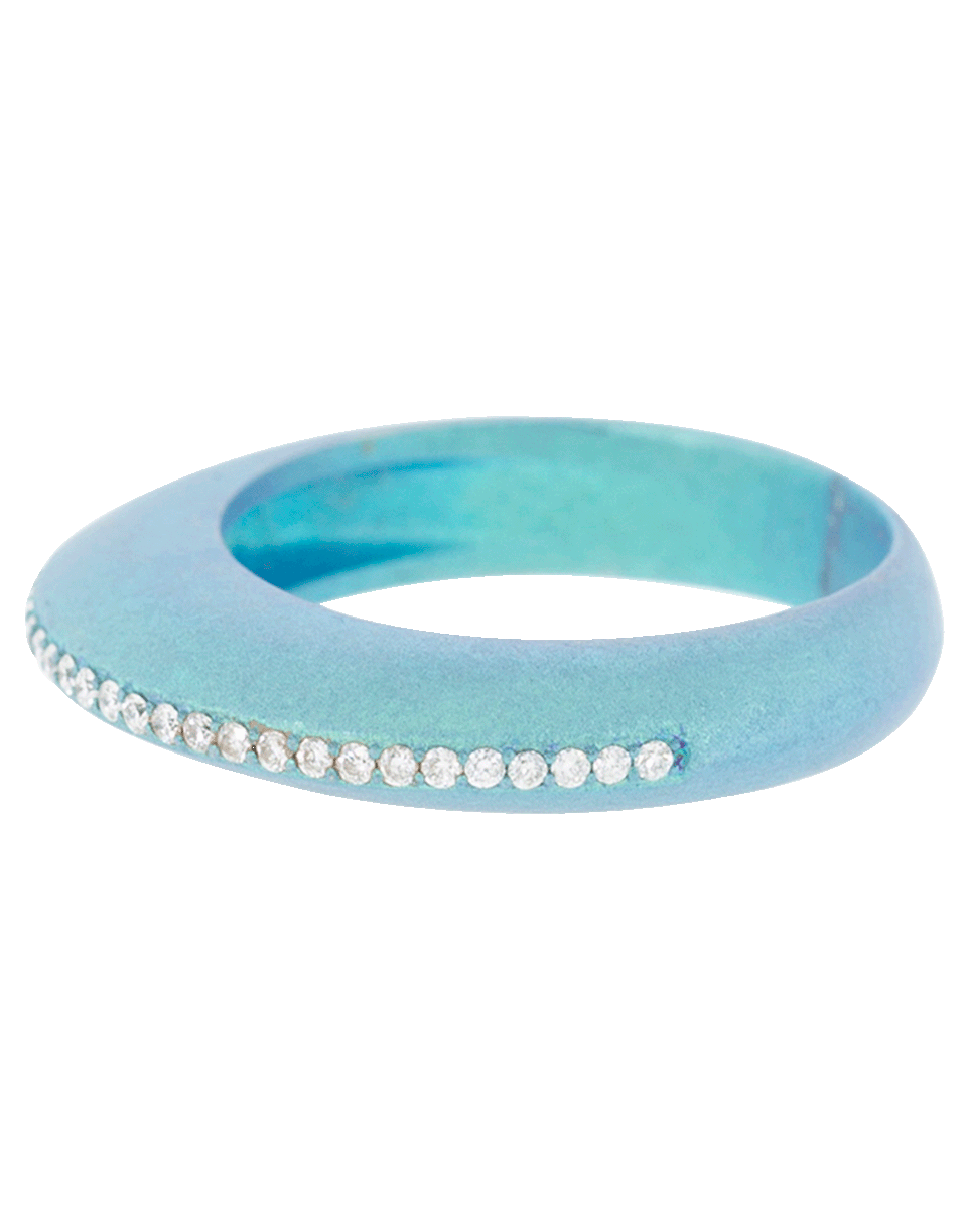 GRAZIELA-Diamond and Teal Matte Titanium Ring-TITANIUM
