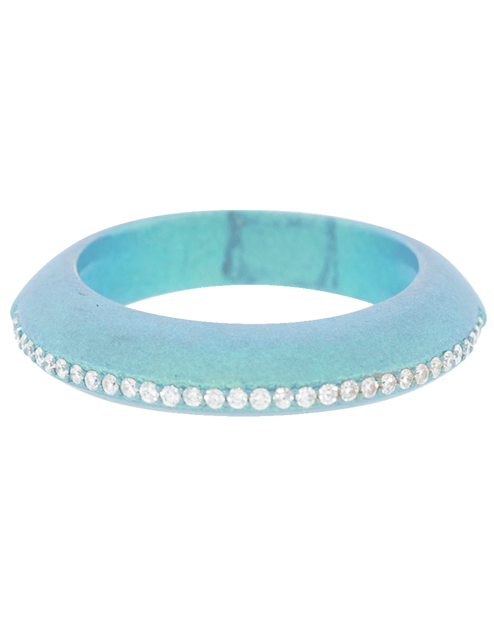 GRAZIELA-Diamond and Teal Matte Titanium Ring-TITANIUM