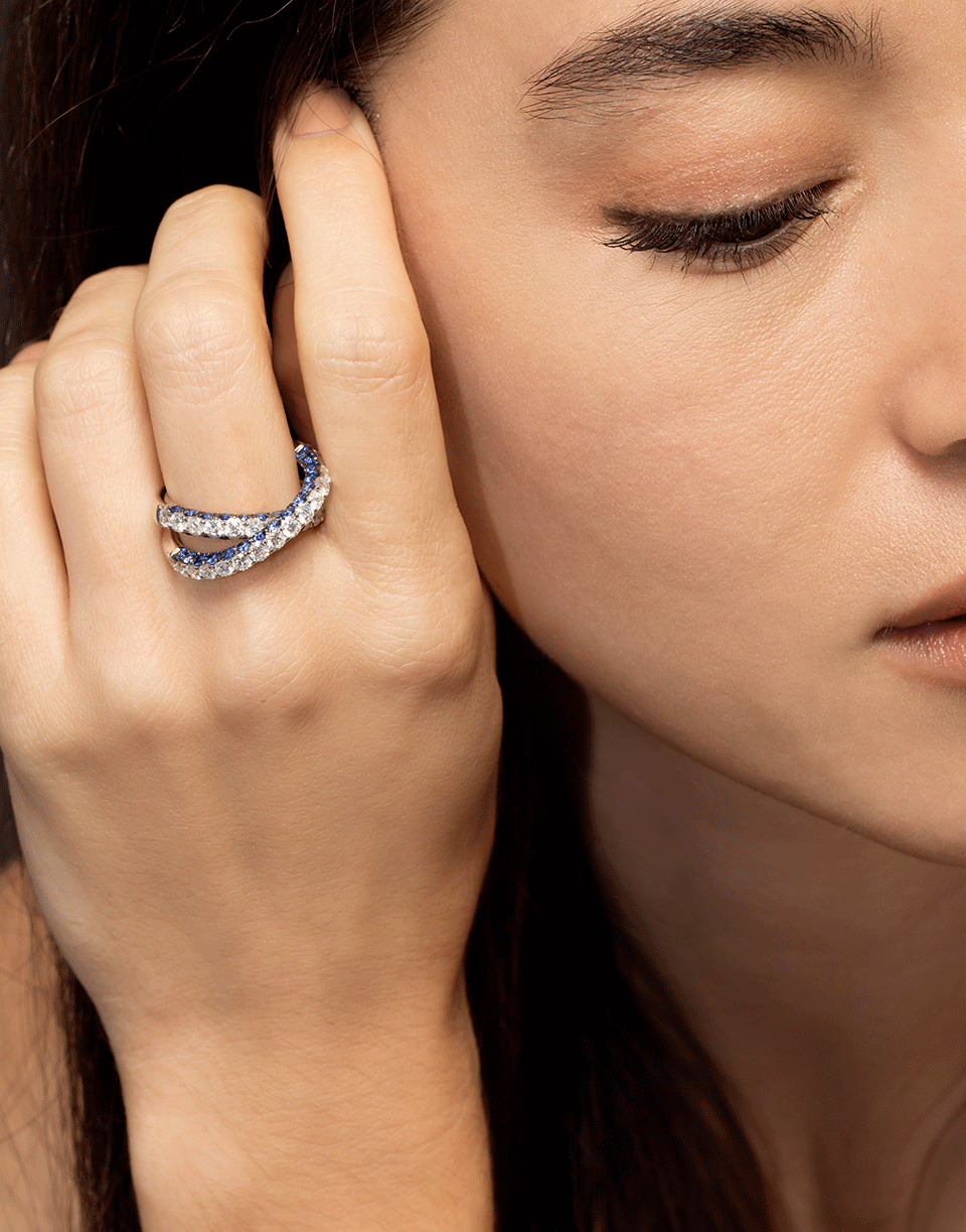 GRAZIELA-Blue Sapphire and Diamond Ring-WHITE GOLD
