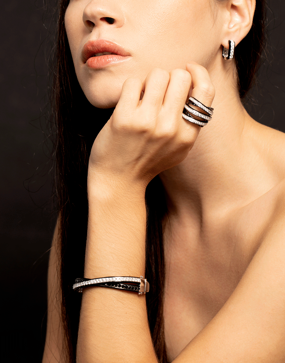 GRAZIELA-Diamond and Enamel Ring-WHITE GOLD