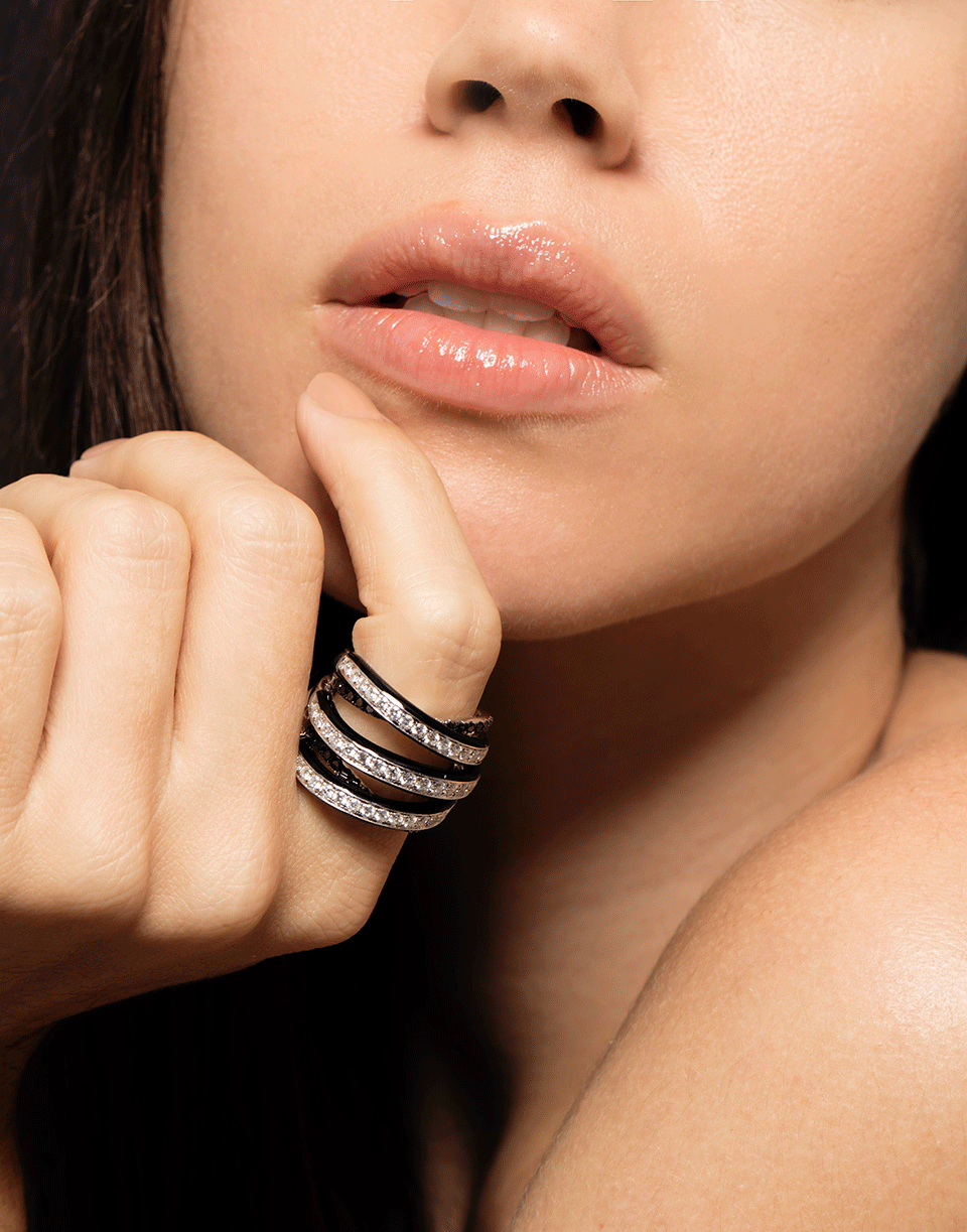 GRAZIELA-Diamond and Enamel Ring-WHITE GOLD